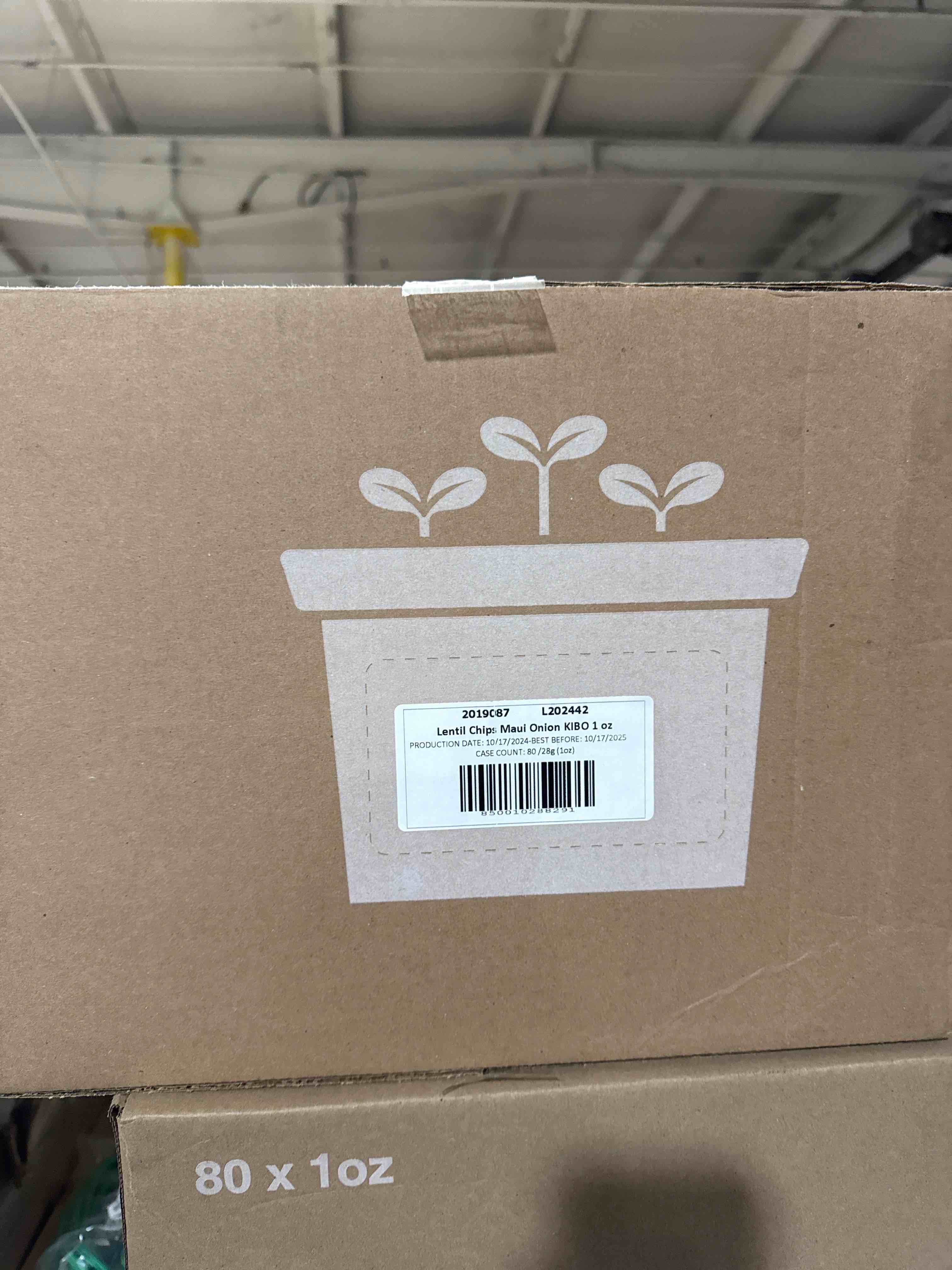 Condition photo showing Good Condition for Case of 80 Kibo Lentil Chips Maui Onion 1 Oz (BB 10/17/25) 