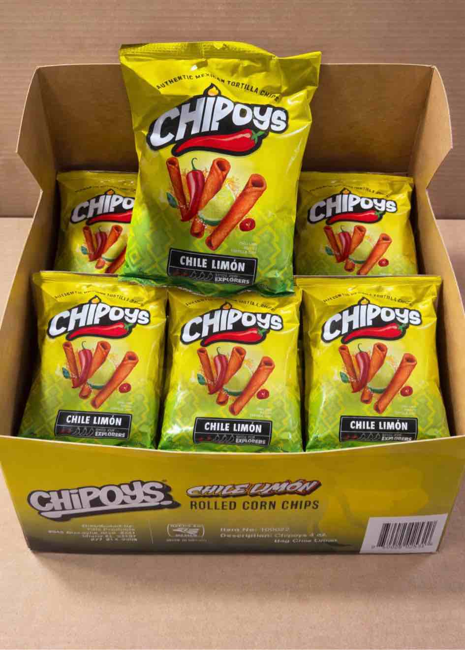 chipoys fiery tortilla chips | chile limon flavor | 4 ounce bags | pack of 8 (bb 10/28/25) 
