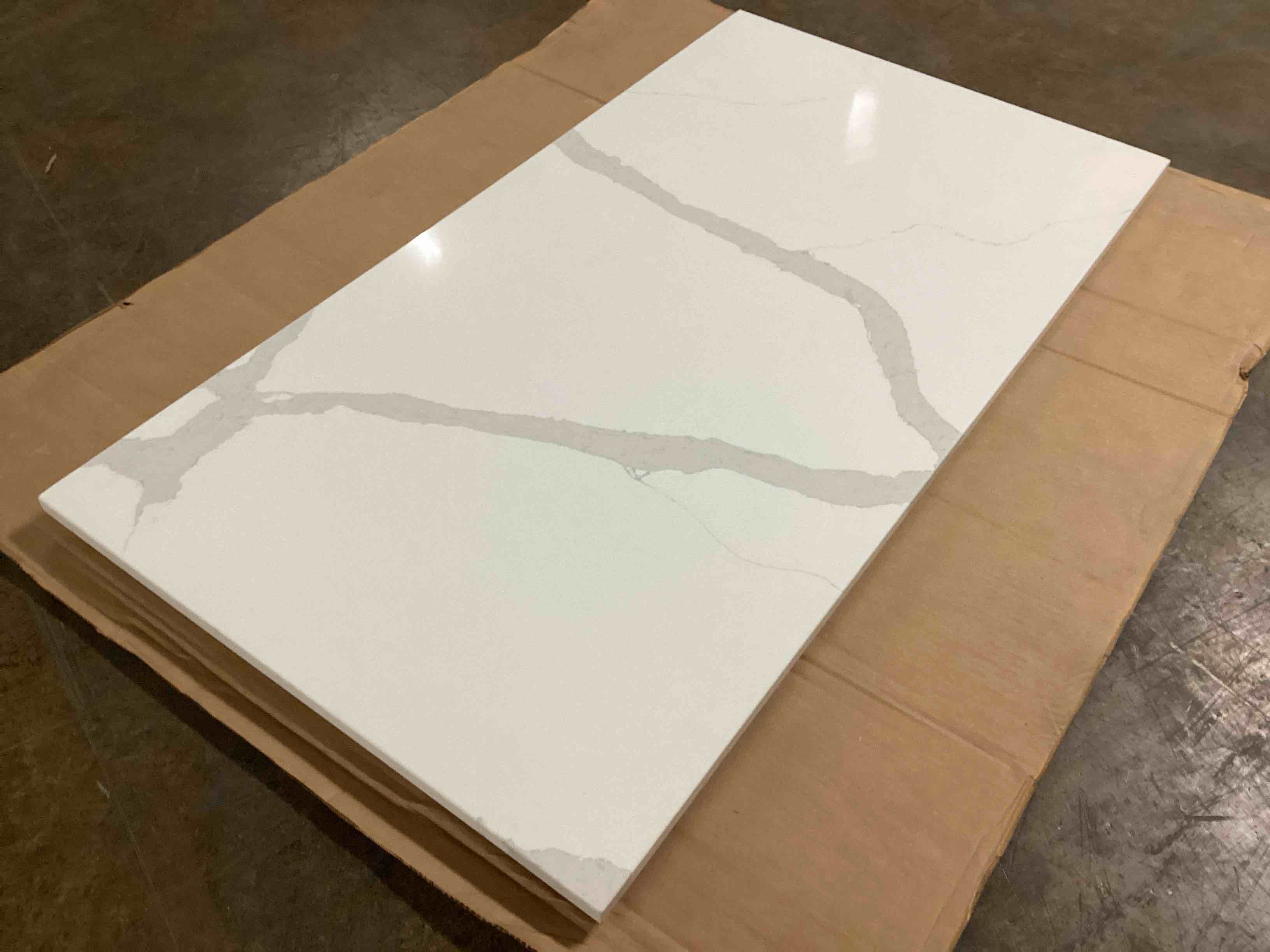 Condition photo showing New/Like New for Landing 44in x 24in Faux White Marble Coffee Table Top (Top Only - Marble Pattern Varies Per Top)