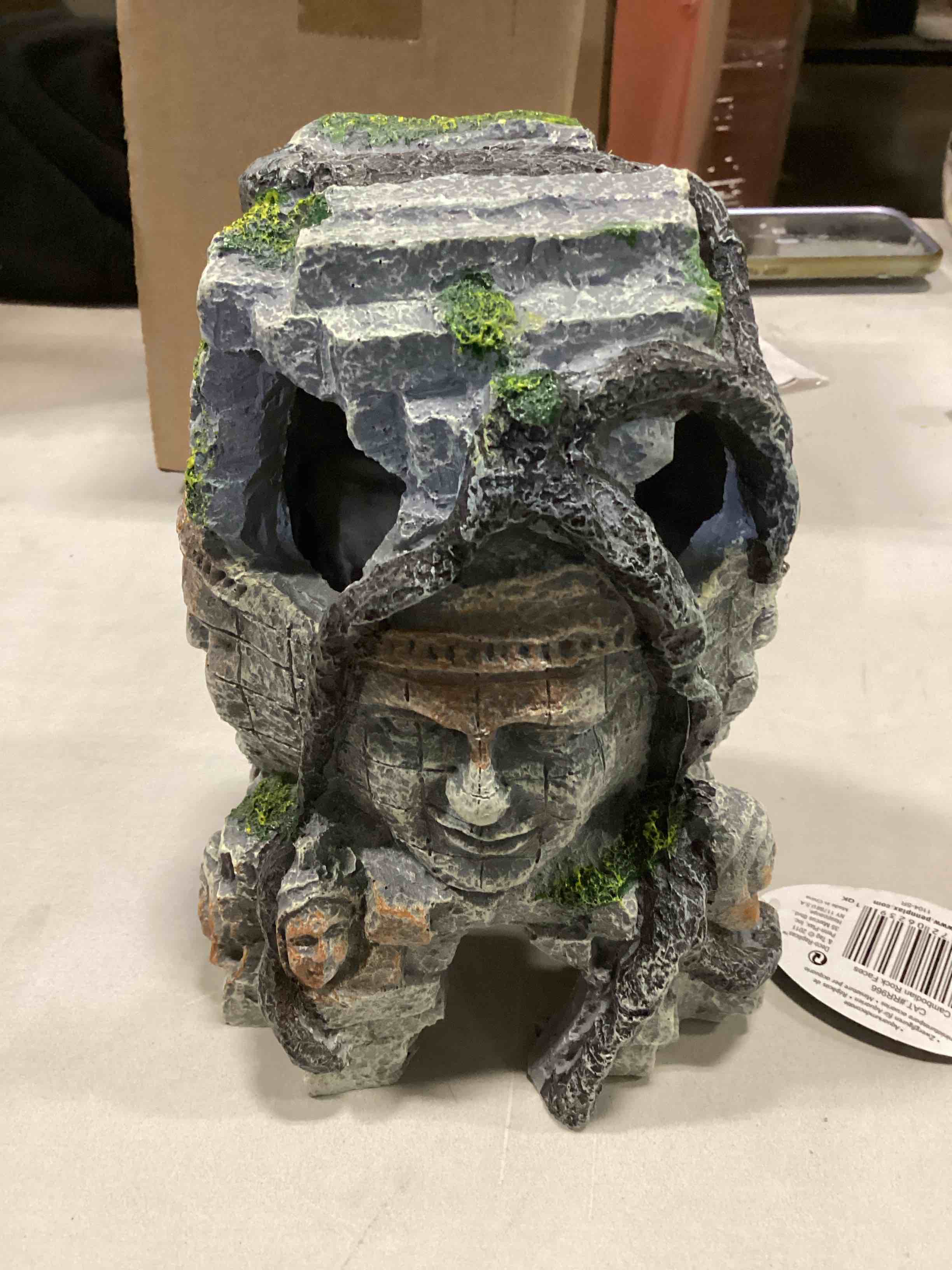 Condition photo showing New/Like New for Penn-Plax RR966 Cambodian Rock Faces Aquarium Figure for Decoration and Decor, 6" x 7.5"