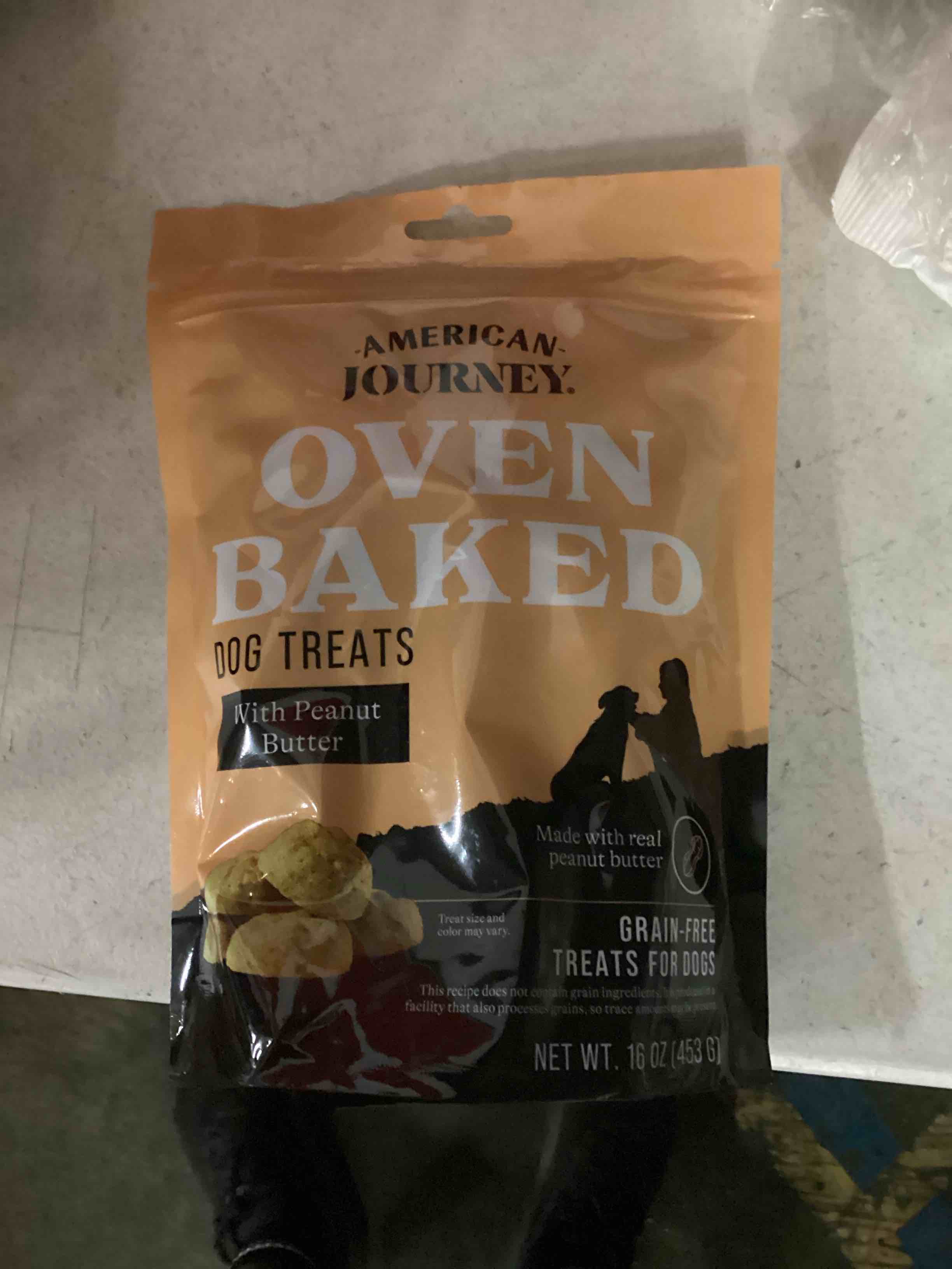 Condition photo showing New/Like New for (Best by 03/12/2026) American Journey Peanut Butter Recipe Grain-Free Oven Baked Crunchy Biscuit Dog Treats