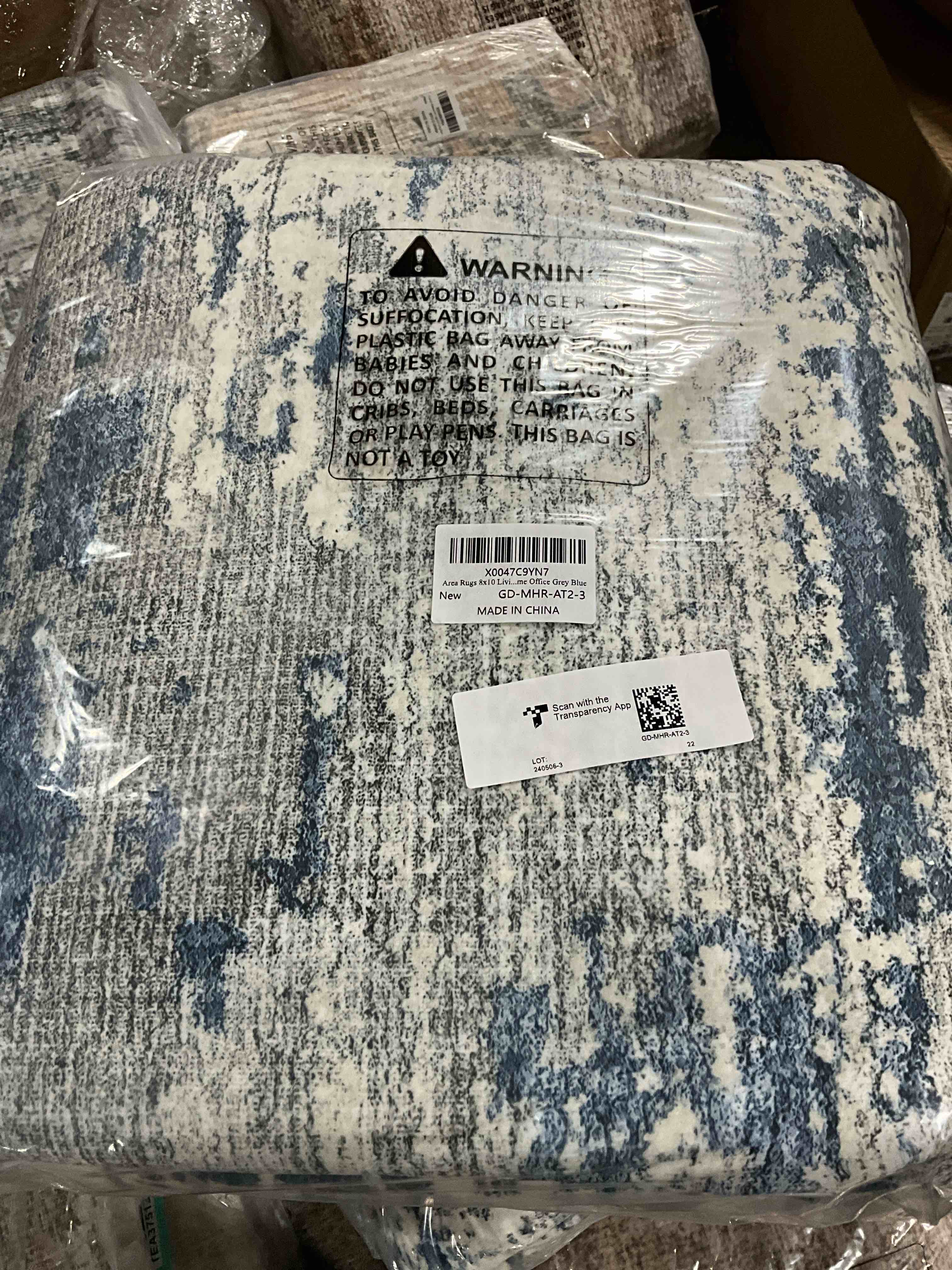 Condition photo showing New/Like New for Washable Rugs 8x10 Area Rugs for Living Room, Modern Abstract Rugs for Bedroom,Large Carpets, Ultra Soft Faux Wool Retro Dining Room Rug