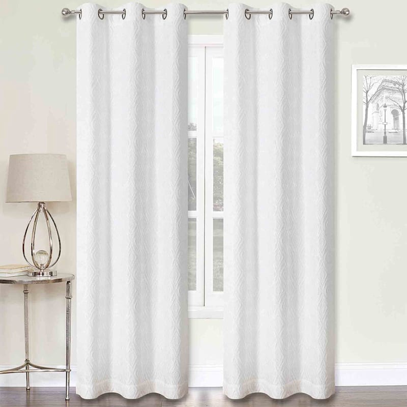 Arista Home Remi White Curtain 2 Tab Top Panels 2-38 x 120 in ( 2-97x305 cm ) 