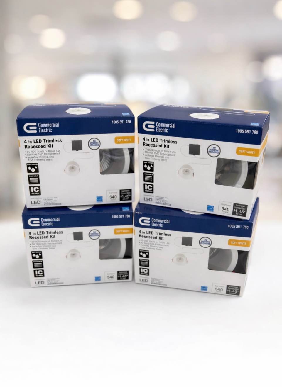 Commercial Electric 4 Pack 4in LED Trimless Recessed Kit Soft White 1004 591 780