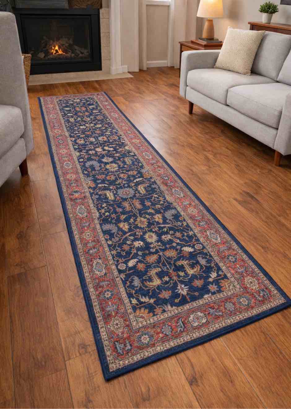 timeless designs Cecilia collection navy terra area rug (2"7X7"3")