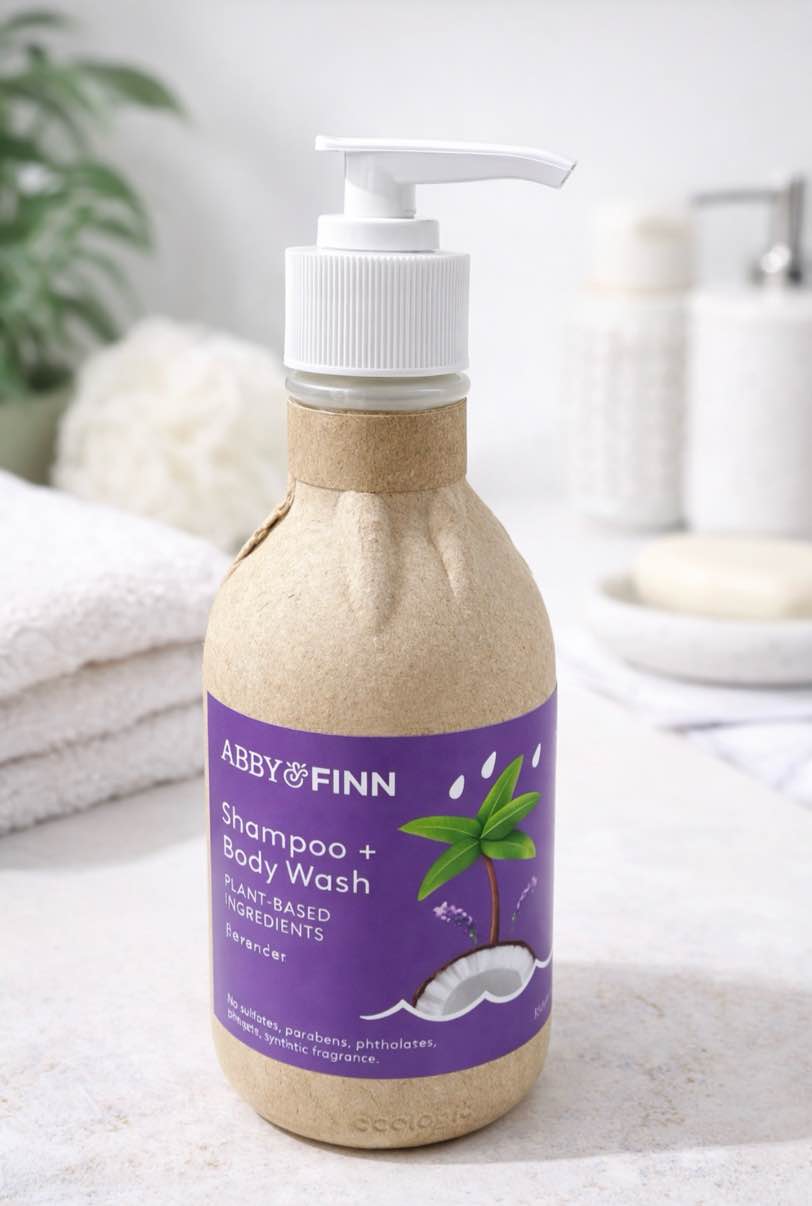 Natural  Shampoo + Body Wash by ABBY&FINN, Fragrance Free, NO SULFATES, Gentle 2-in-1, Unscented, For Sensitive Skin & Soft Skin, Tear-Free, Plant-Based Ingredients 