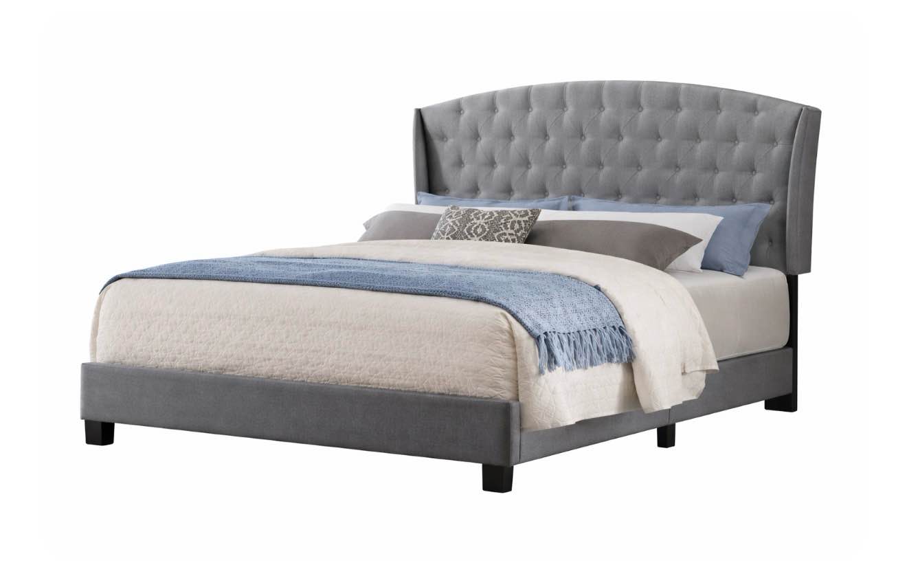 brand new complete belle isle furniture cay22-0c00 cape velvet upholstered bed  coral grey - full size