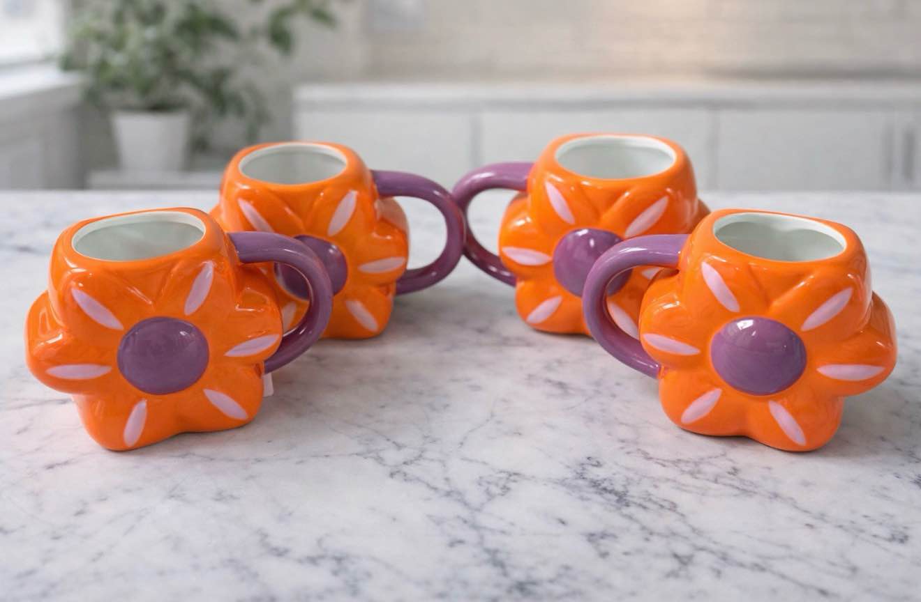 case of 4 14.2oz earthenware novelty daisy figural mug - room essentials™