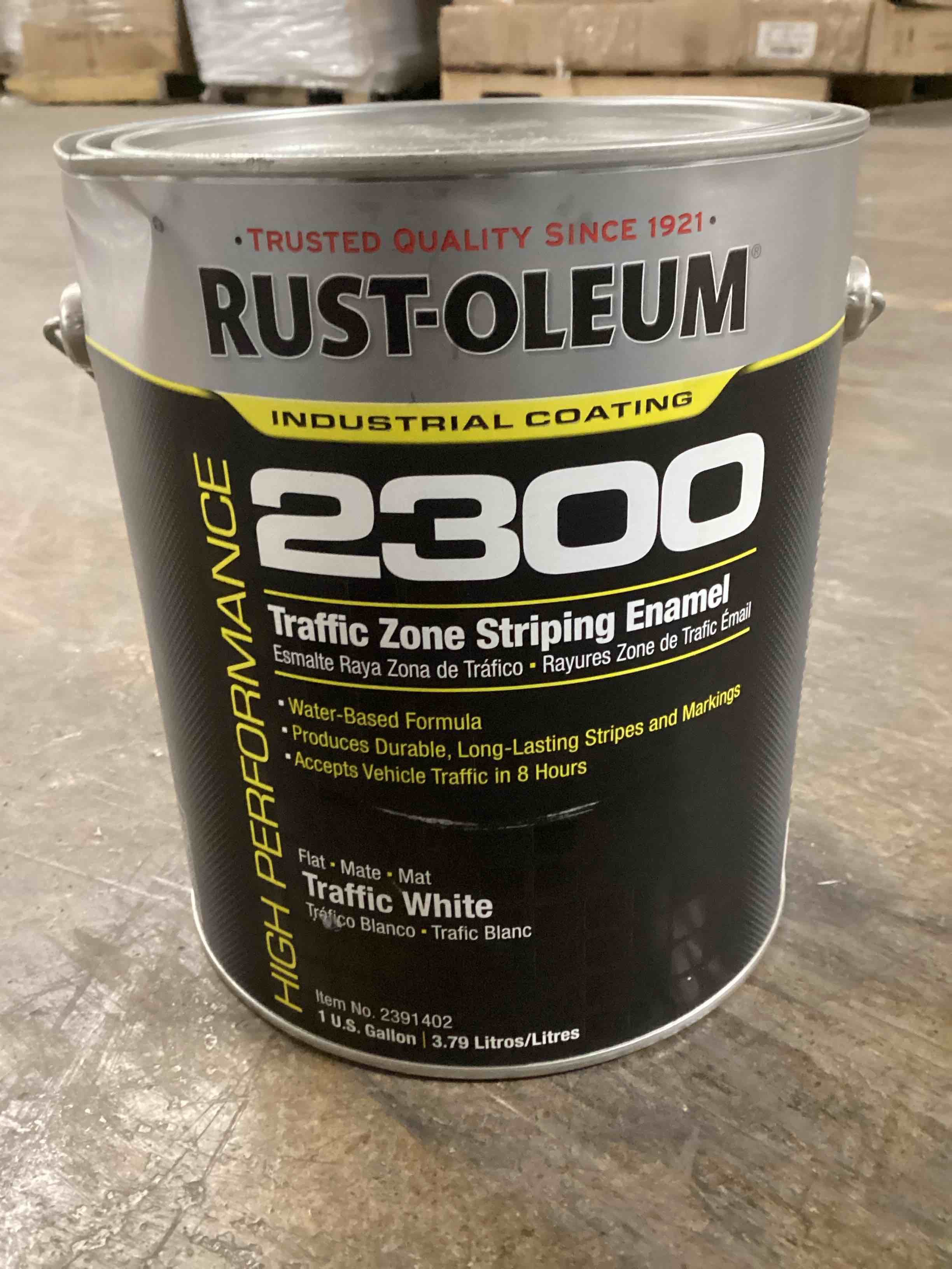 rust-oleum 2391402 traffic zone striping paint, 1 gal., flat white, water -based