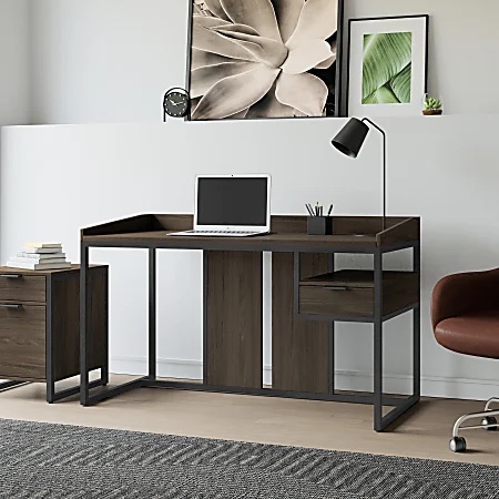 elle décor lemont 52"w executive computer desk, natural alder