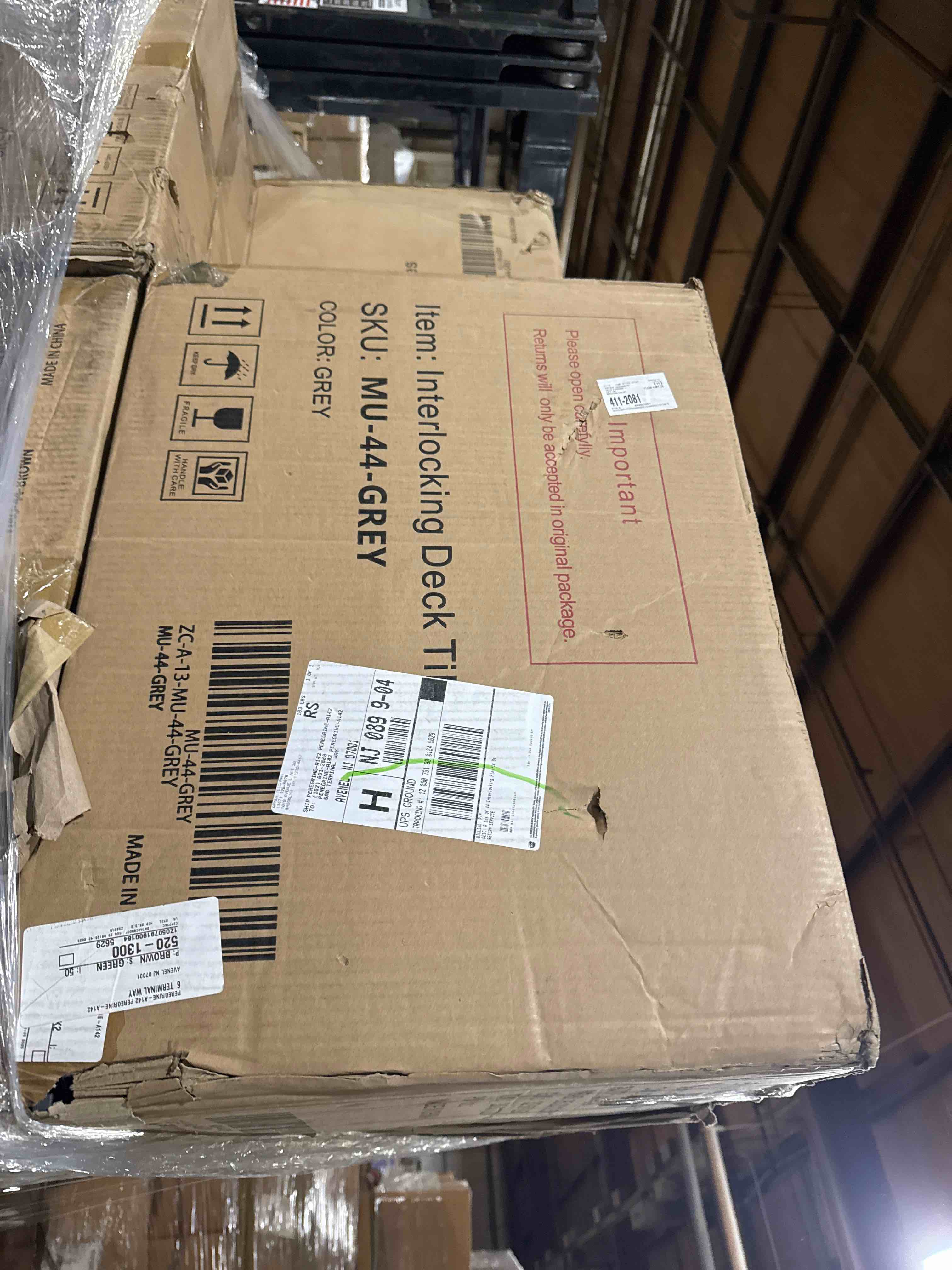 44 Pack Plastic Interlocking Deck Tiles,12"x12" Waterproof Indoor/Outdoor Floor Tiles,All-Weather Patio Floor Decking Tiles for Garden,Lawn,Porch,Poolside,Balcony, Gray