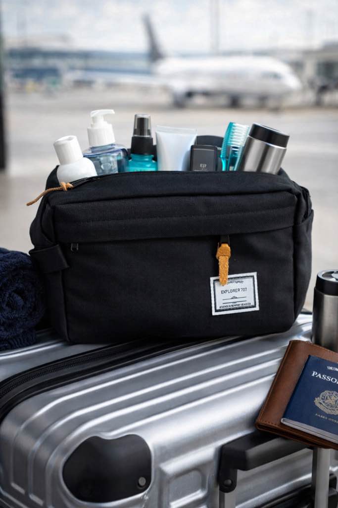 Explorer 707 Toiletry Bag Blue Pinstripe Liner