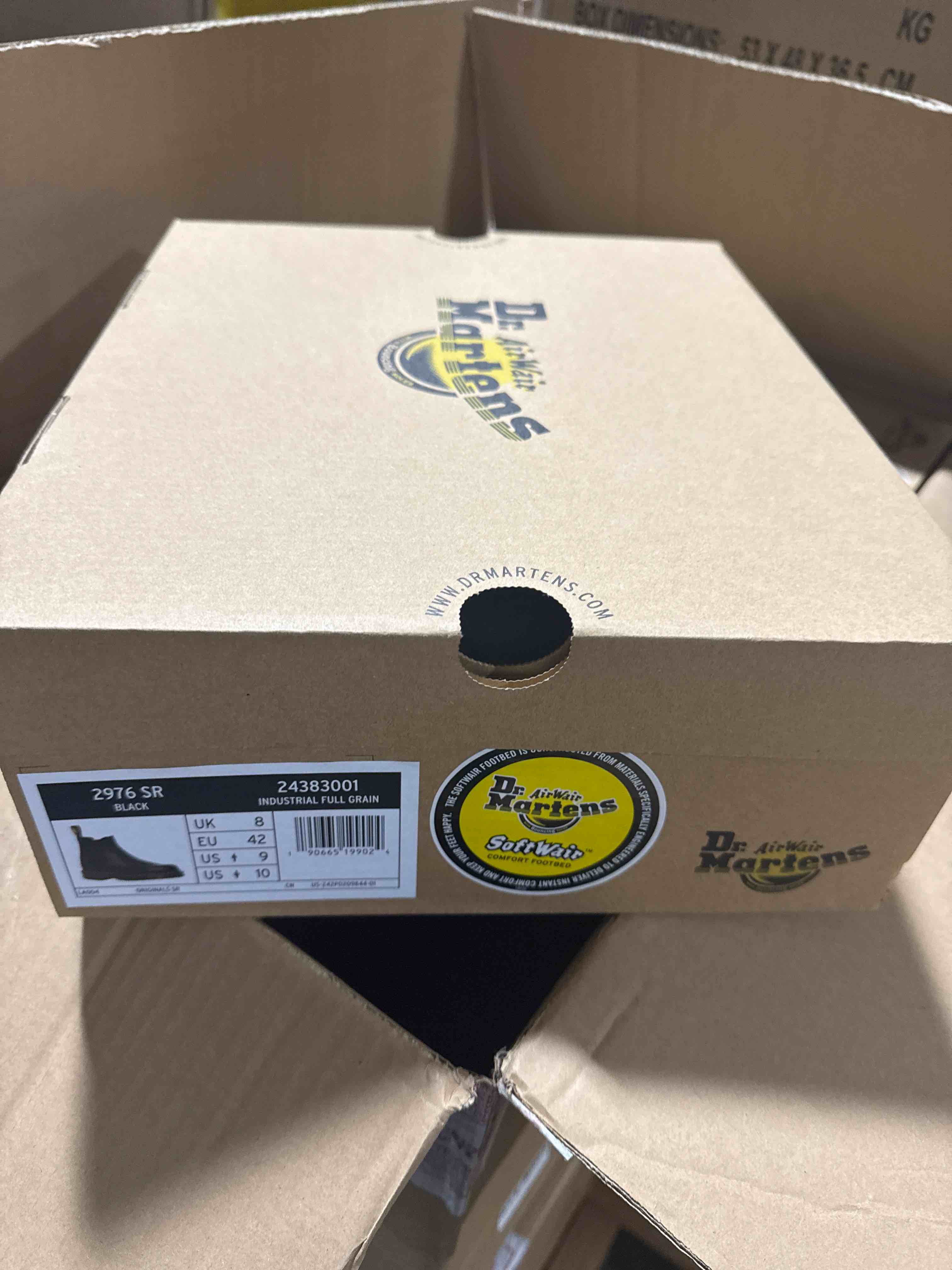 Condition photo showing Brand New for size ( women’s 9 / men’s 10) dr. martens women's audrick 8-eye boot combat, black nappa lux