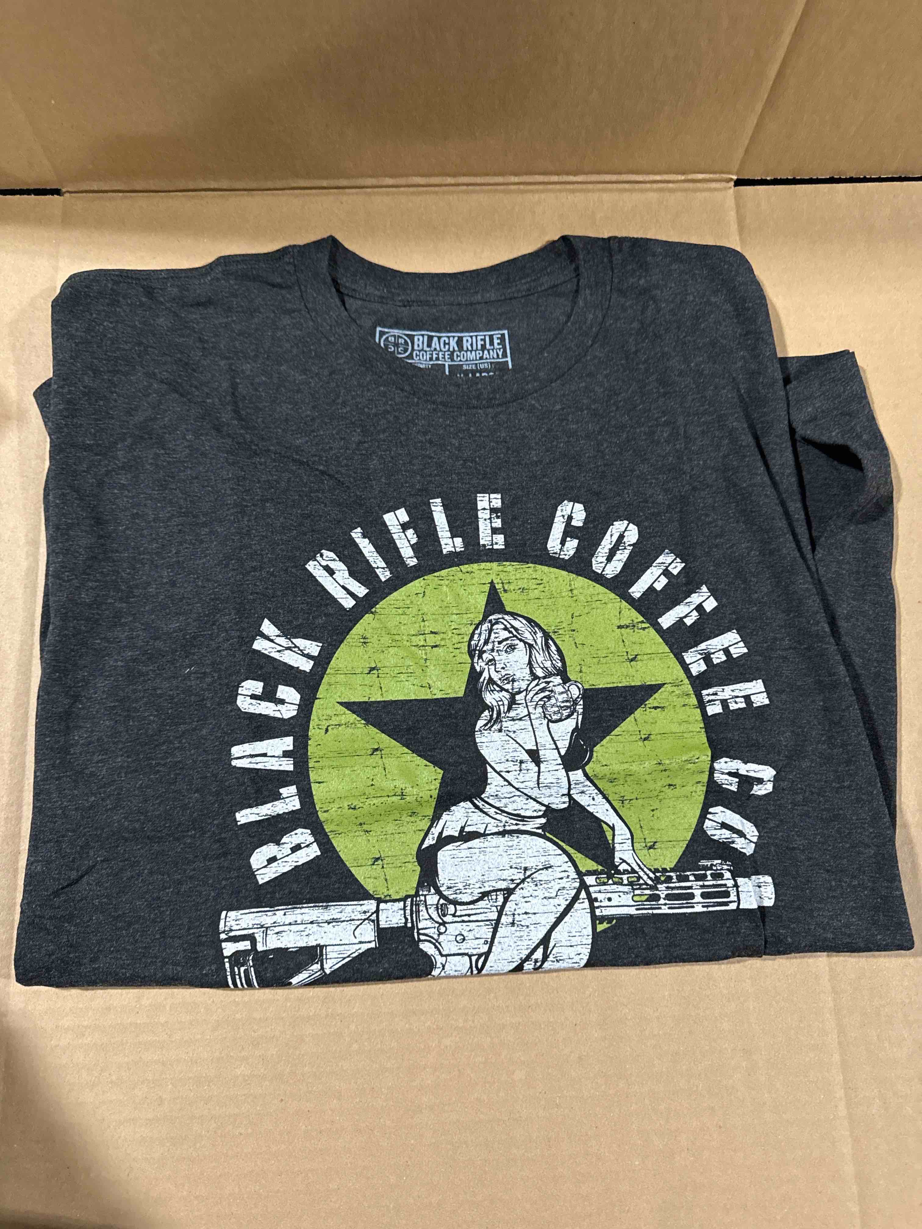 size large brcc coffe bomber ss/t shirt vintage black lg 