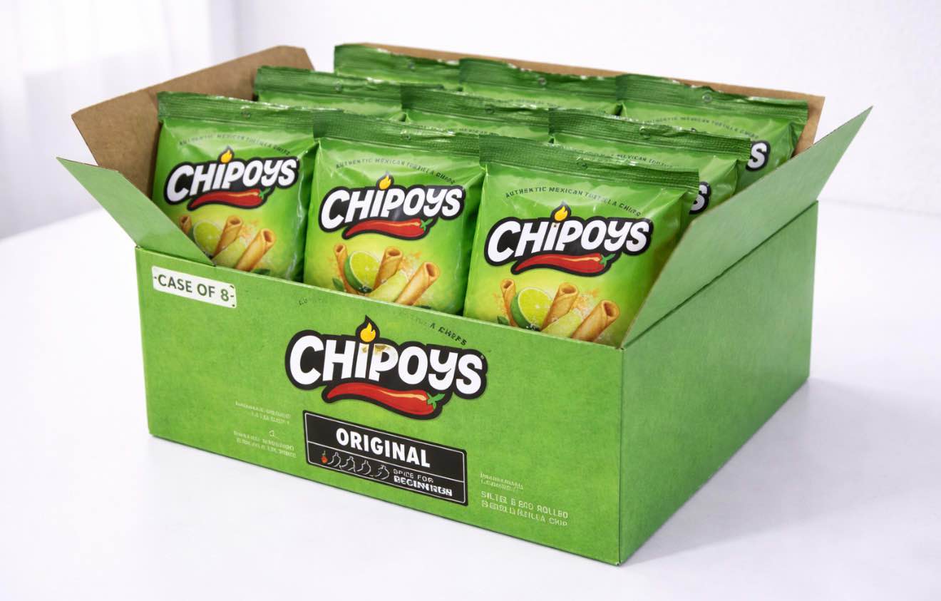 Case of 8 Chipoys Original Lightly Salted with Lime Rolled Corn Tortilla Chips, Gluten-Free, No Trans Fat, High Protein, Low-Calorie Flavorful Mexican Snacks, Made of Premium Crunchy Maiz Chips with Natural Ingredients (BB 11.2025) 