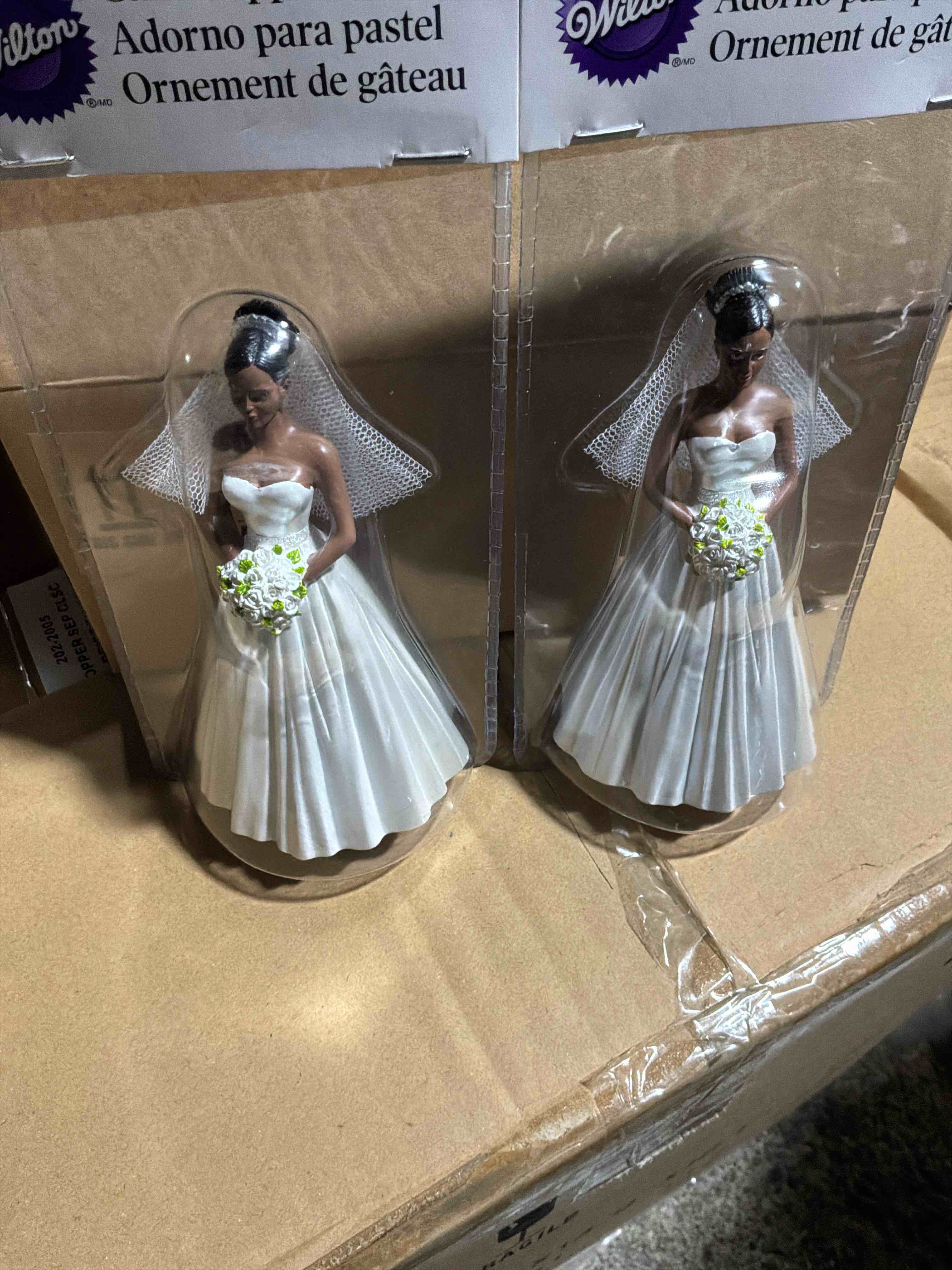 Condition photo showing New/Like New for box of 48 wilton cake topper - black bride with tiara