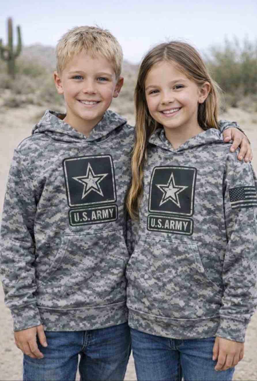 u.s army size youth medium camo hoodie grey 