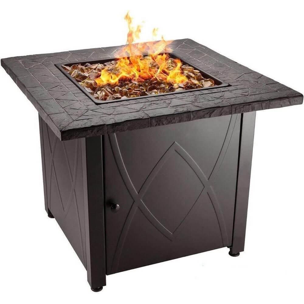 endless summer 30" outdoor propane gas fire pit table (copper fireglass)
