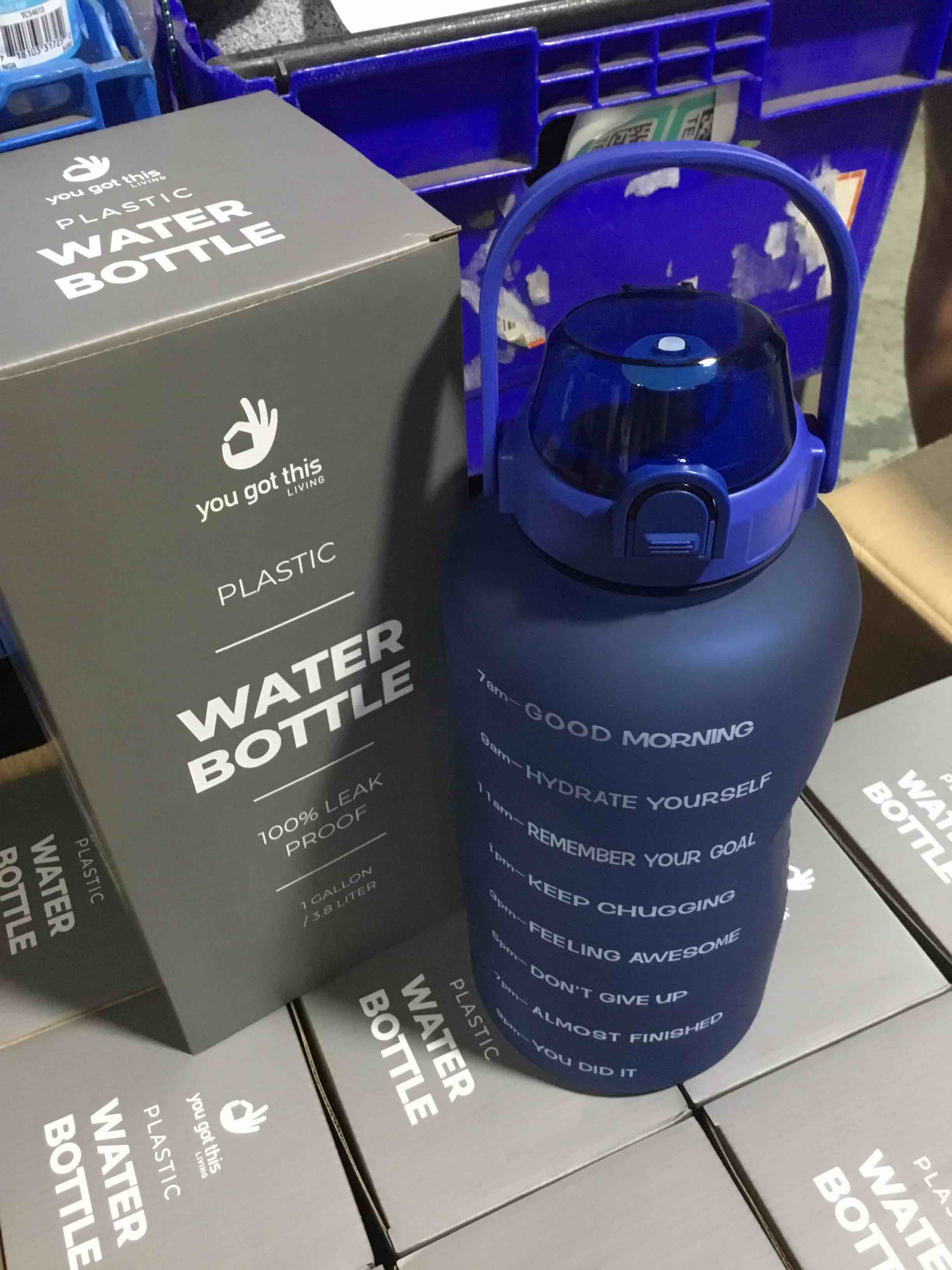 Motivational Water Bottle with Straw & Handle,One Gallon Water Bottle 128 oz/3.8L,Reusable Water Jug, Achieve All-Day Hydration SpillProof, BPA FREE