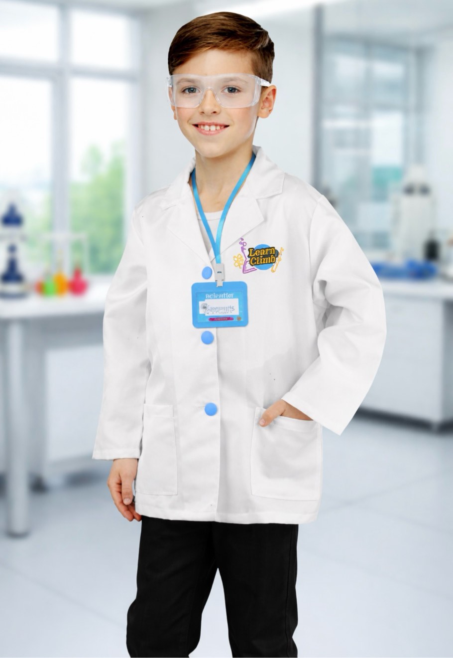 Lab Coat for Kids - Children s lab Coat with Adjustable Glasses & Personalized ID Card. Great Toy for Science Projects & Experiments
