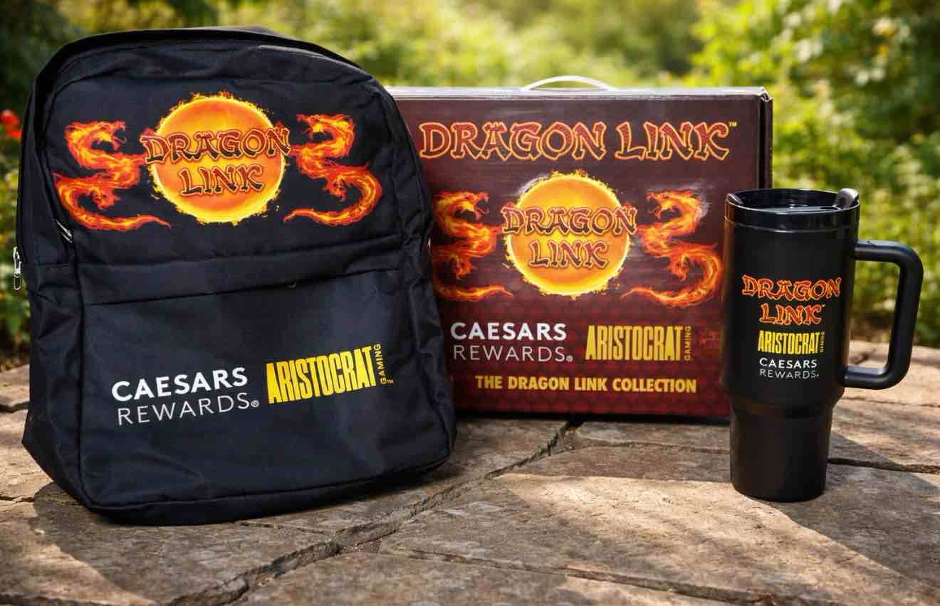 Dragon Link Caesar rewards gift box backpack and Tumblr set