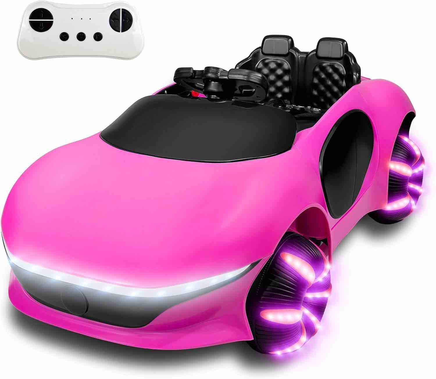 sealight 12v kids ride on car w/parent remote control, electric car for kids 4 * 380w motors, 3 speeds, emergency braking, led lights, music & horn, kids electric vehicles for boy girl gift