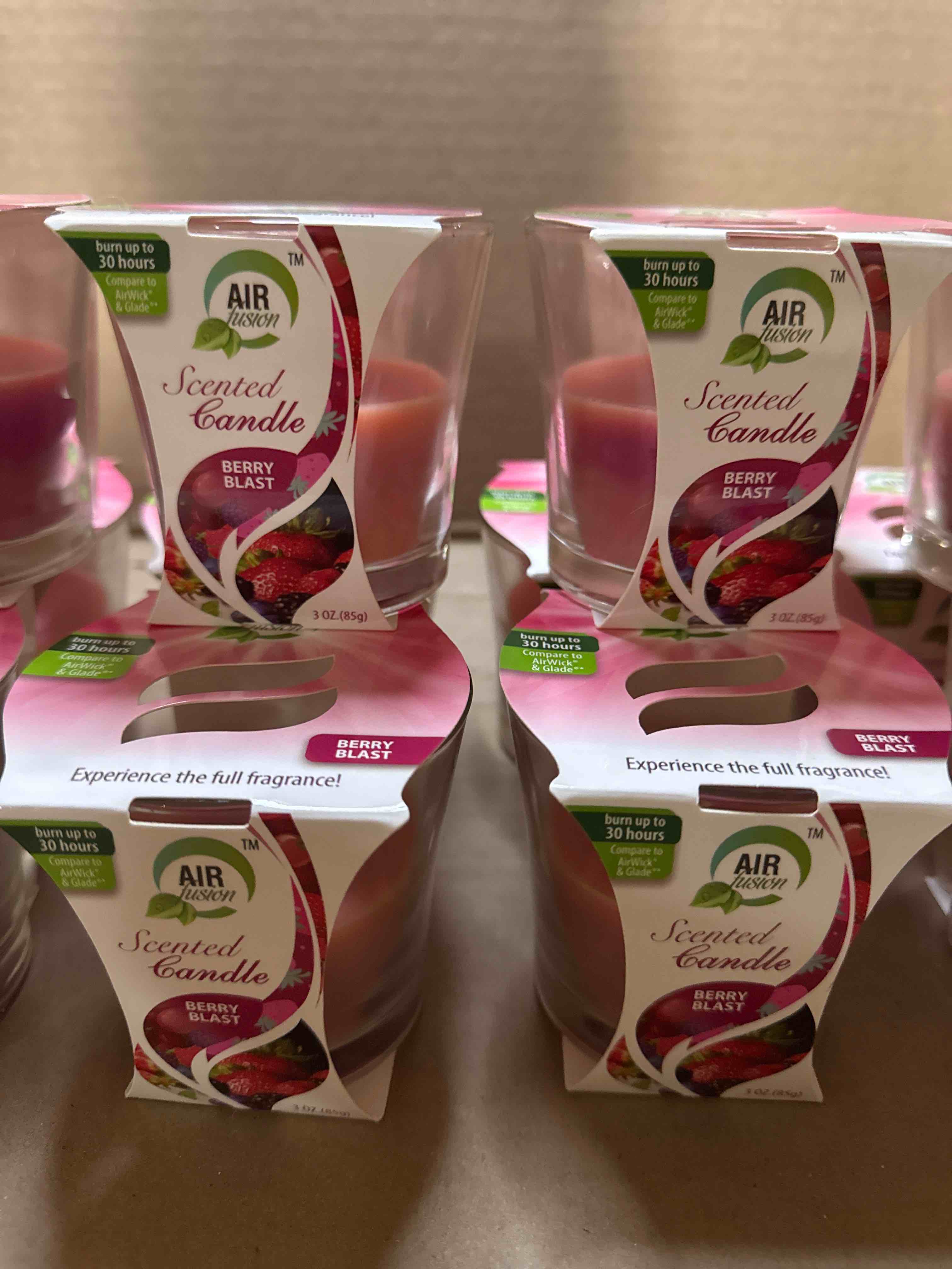Condition photo showing New/Like New for case of 12 air fusion berry blast 3 oz candle 