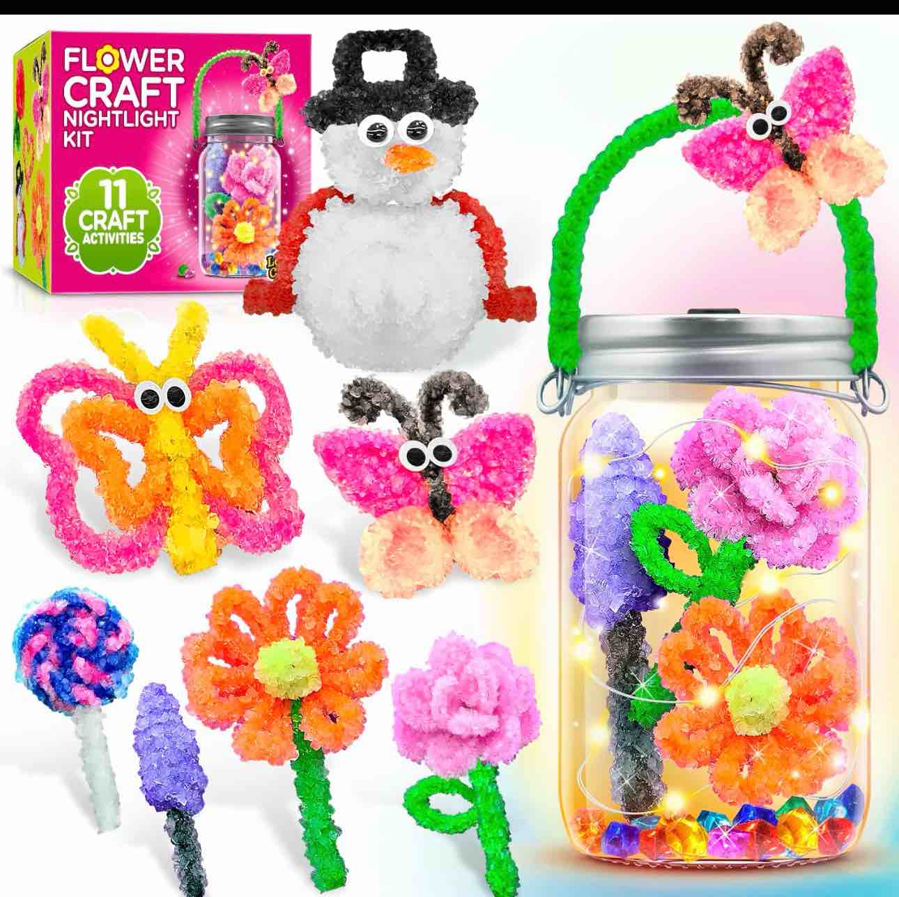 arts and crafts kit for girls ages 8-12. craft your own crystal night light - holiday gift set for 6,7,8-12 year old girls. cute girls toy