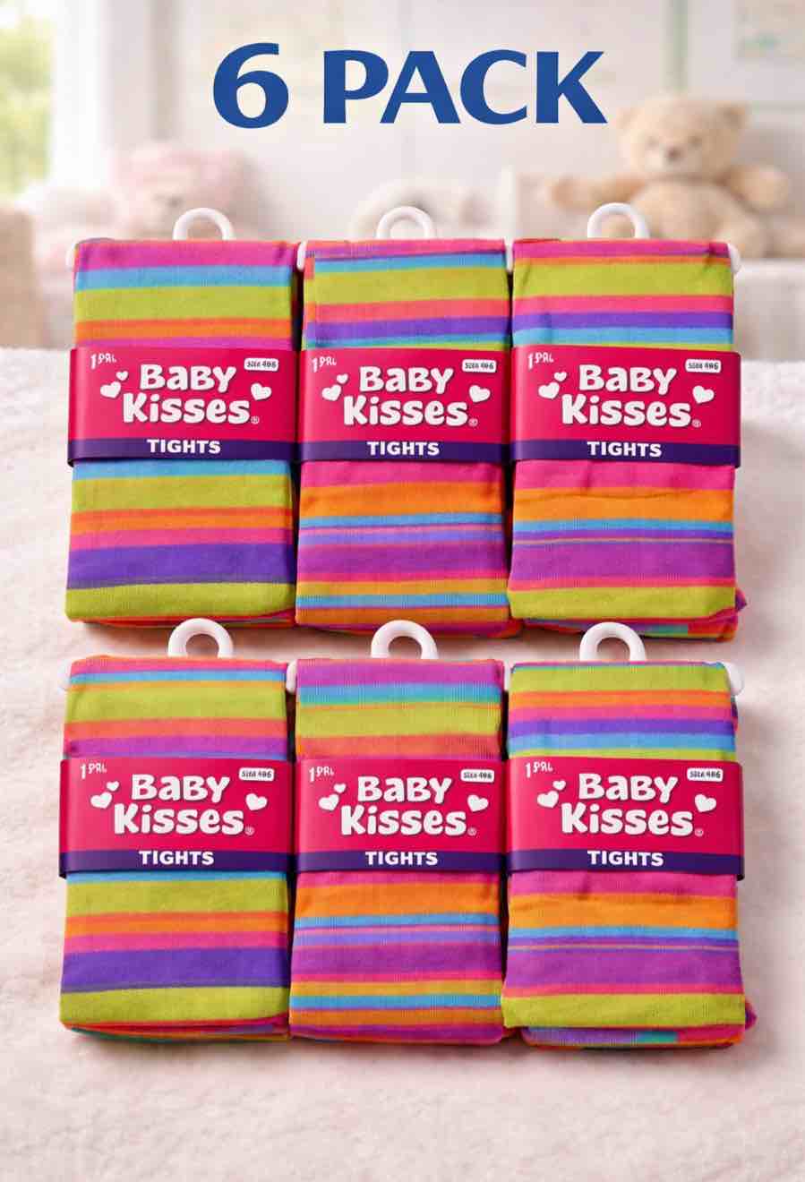 Pack of 6 Size 4-6 Baby Kisses Tights White Hearts 