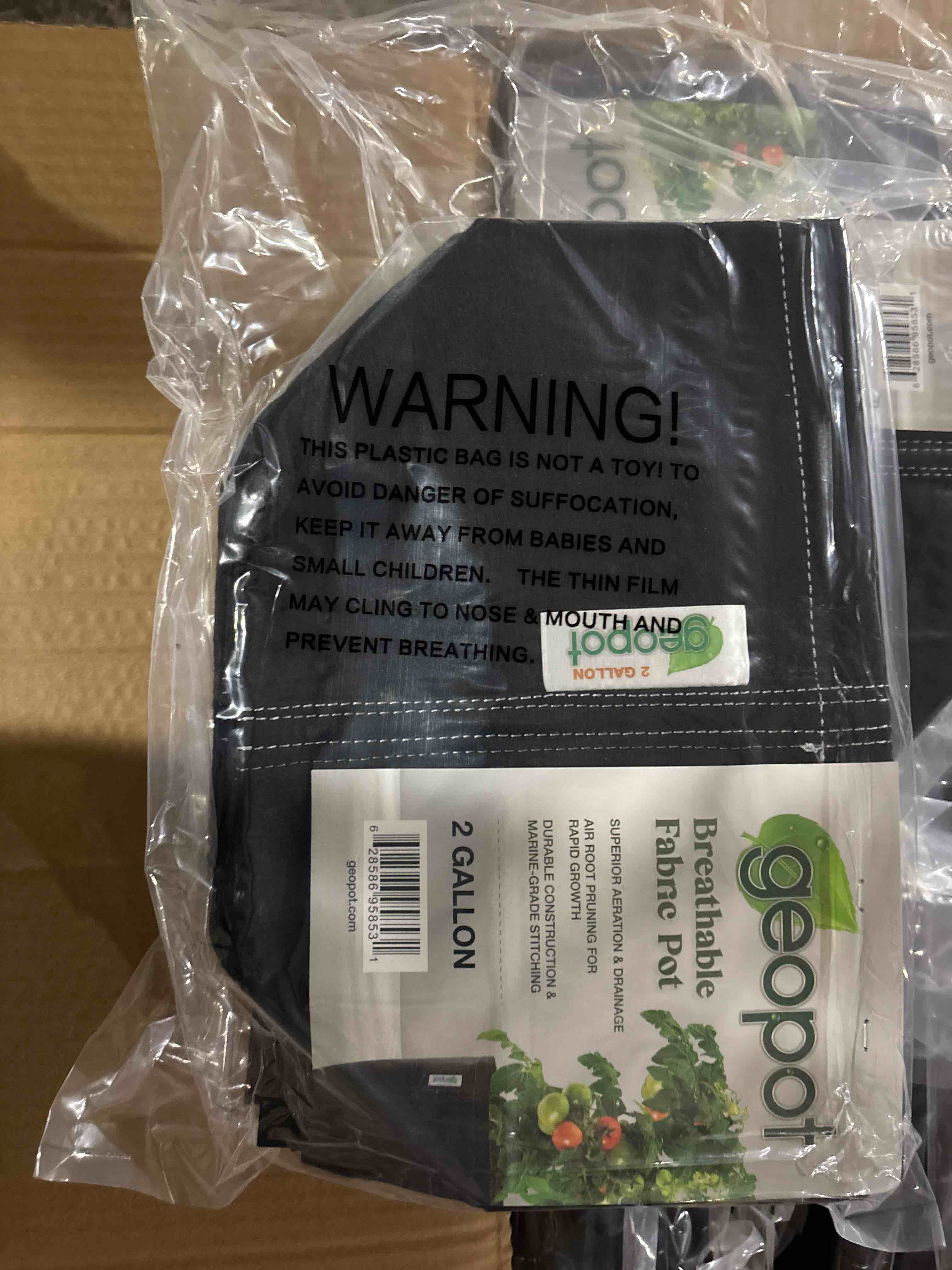 Condition photo showing Brand New for pack of 10 geopot planter fabric pots square bottom black 2 gallon 8 liter