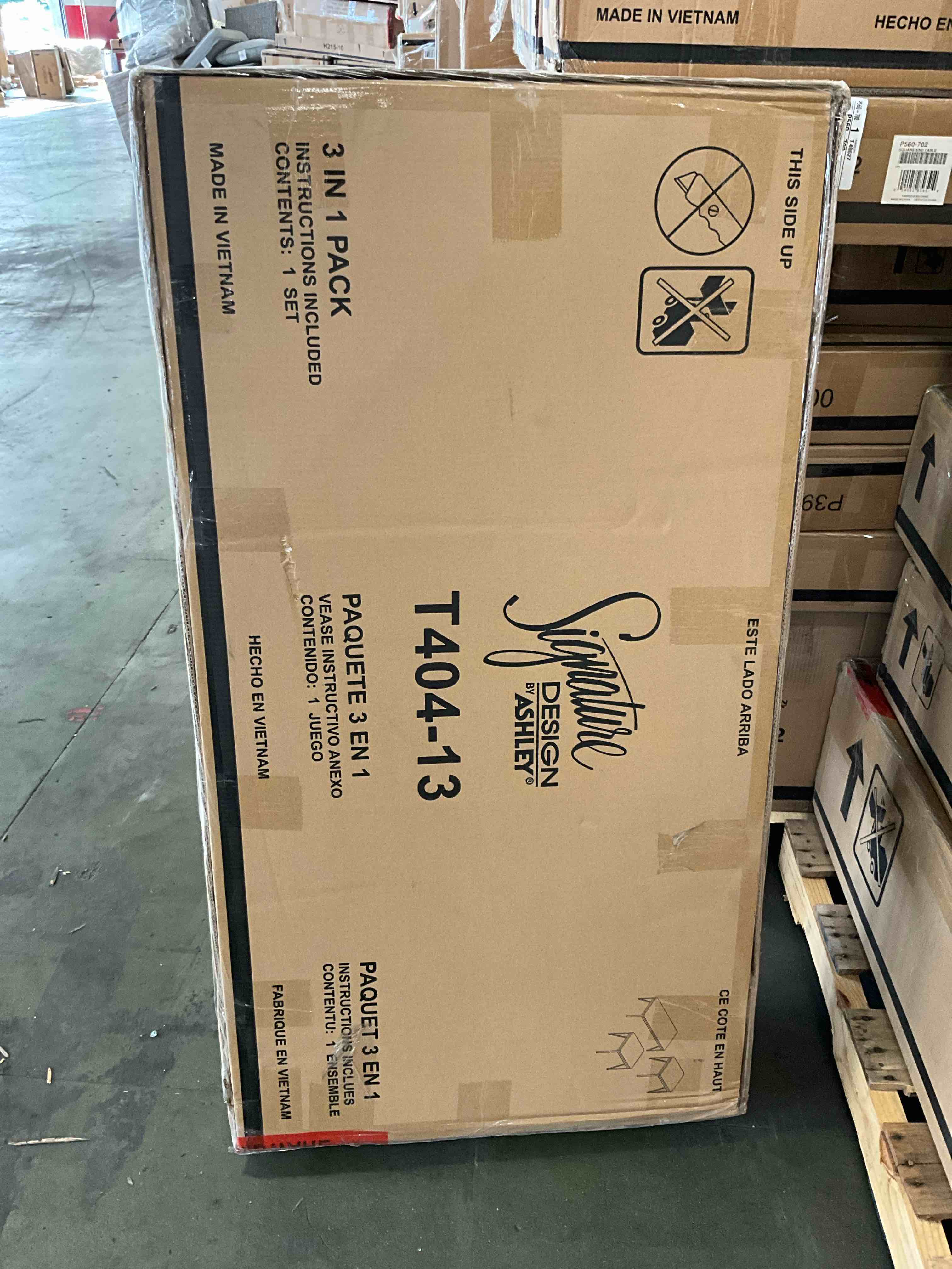 Condition photo showing New/Like New for bandyn 47.25 in. brown/gold rectangle mdf coffee table (set of 3)