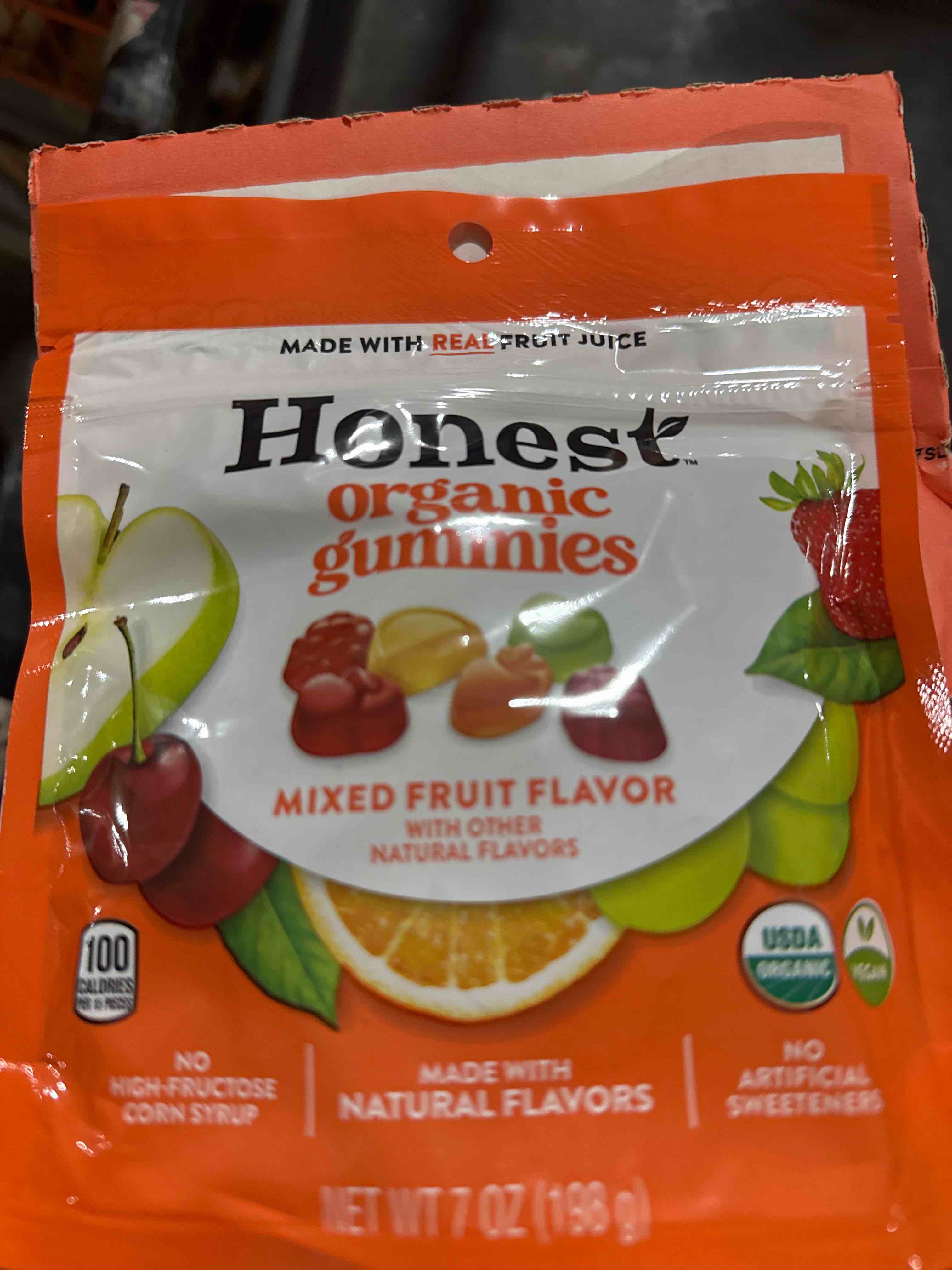 Condition photo showing Brand New for case of 8 bb 06/2025 honest assorted fruit flavored organic gummies candy - 7oz