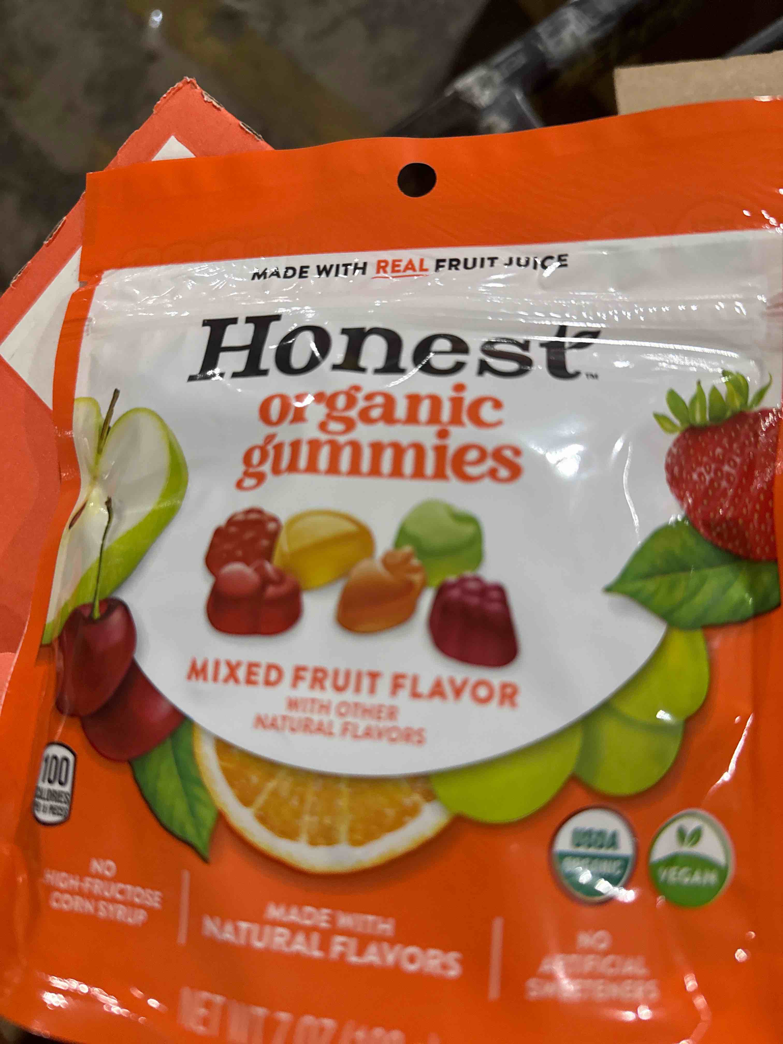 Condition photo showing Brand New for case of 8 bb 06/2025 honest assorted fruit flavored organic gummies candy - 7oz