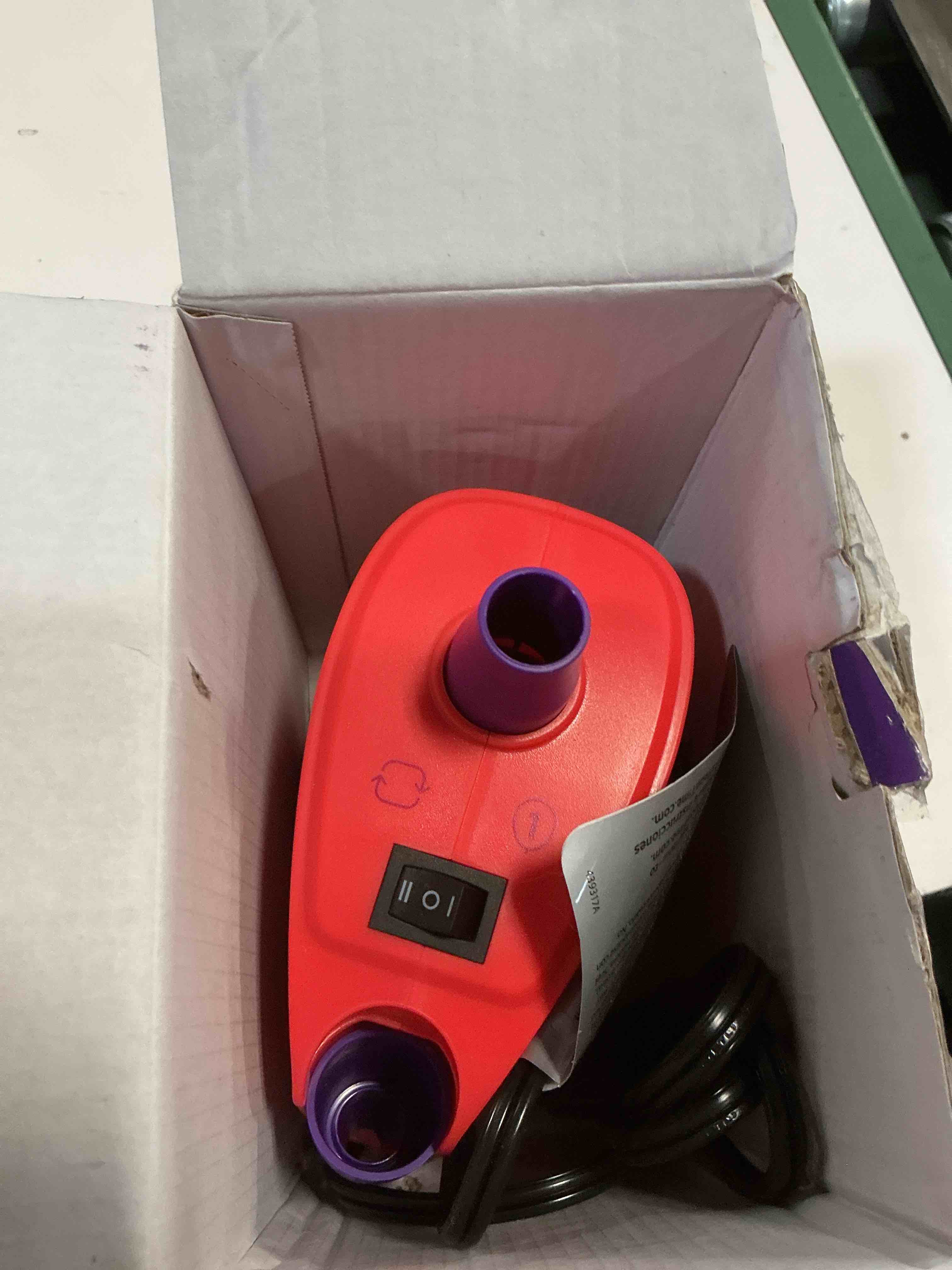 Condition photo showing As Is for balloon time electric air inflator and deflator - powerful portable electric air pump for balloons, balloon arch, party decorations, inflatables, and air mattresses
