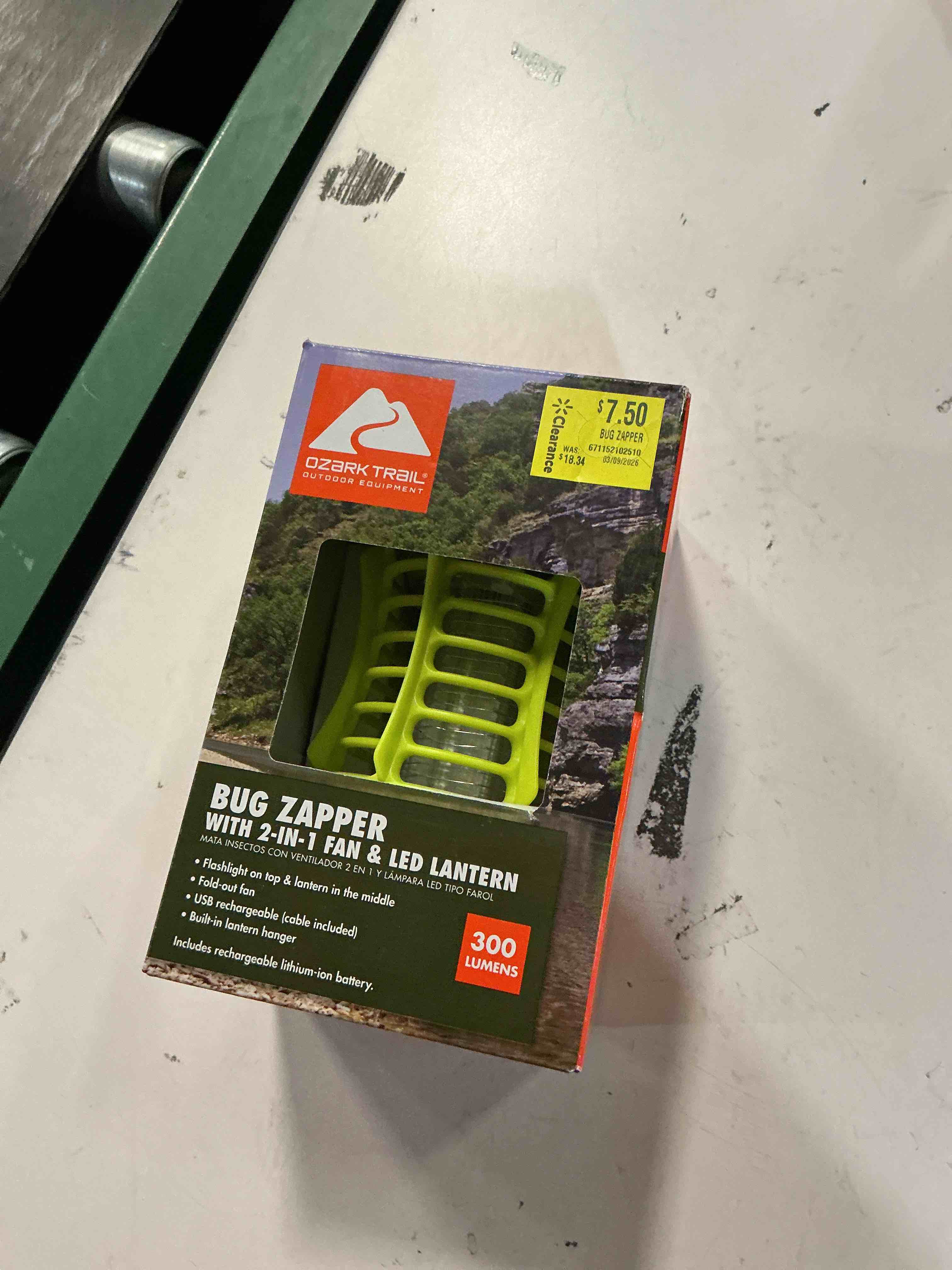 Condition photo showing New/Like New for ozark trail bug zapper  yellow  2-in-1 fan & led light  ourdoor use  electronic 5v  rechargeable
