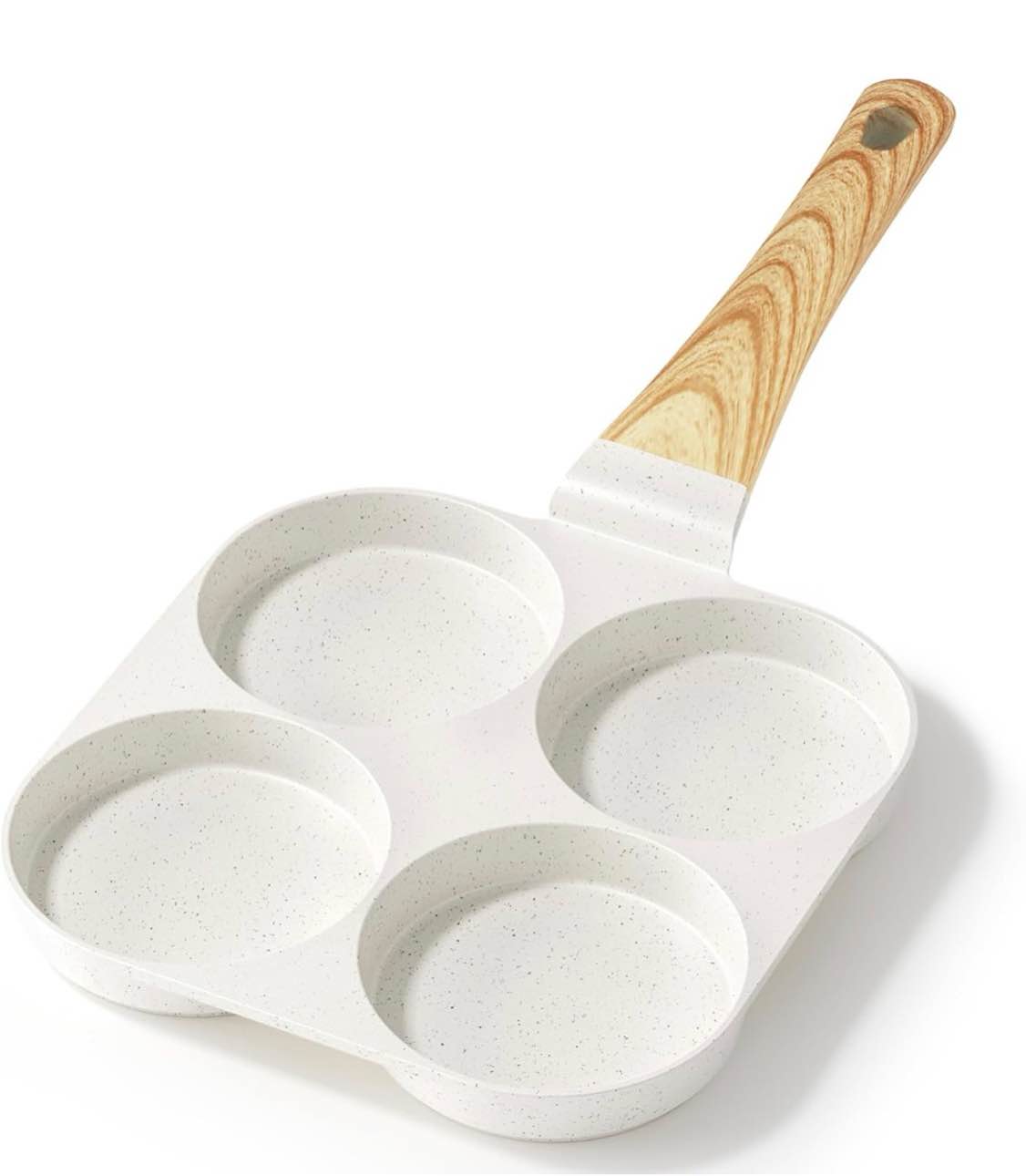 4 cup egg pan with wooden handle, non stick aluminum alloy frying pan