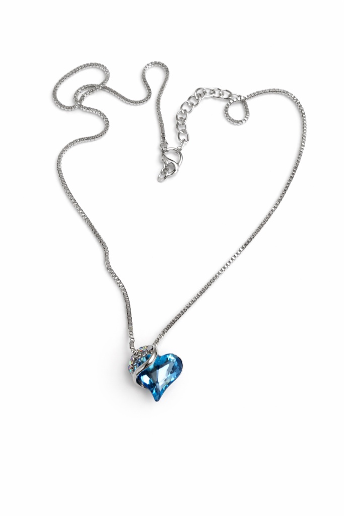 elegant heart pendant necklace with sparkling crystals and silver chain