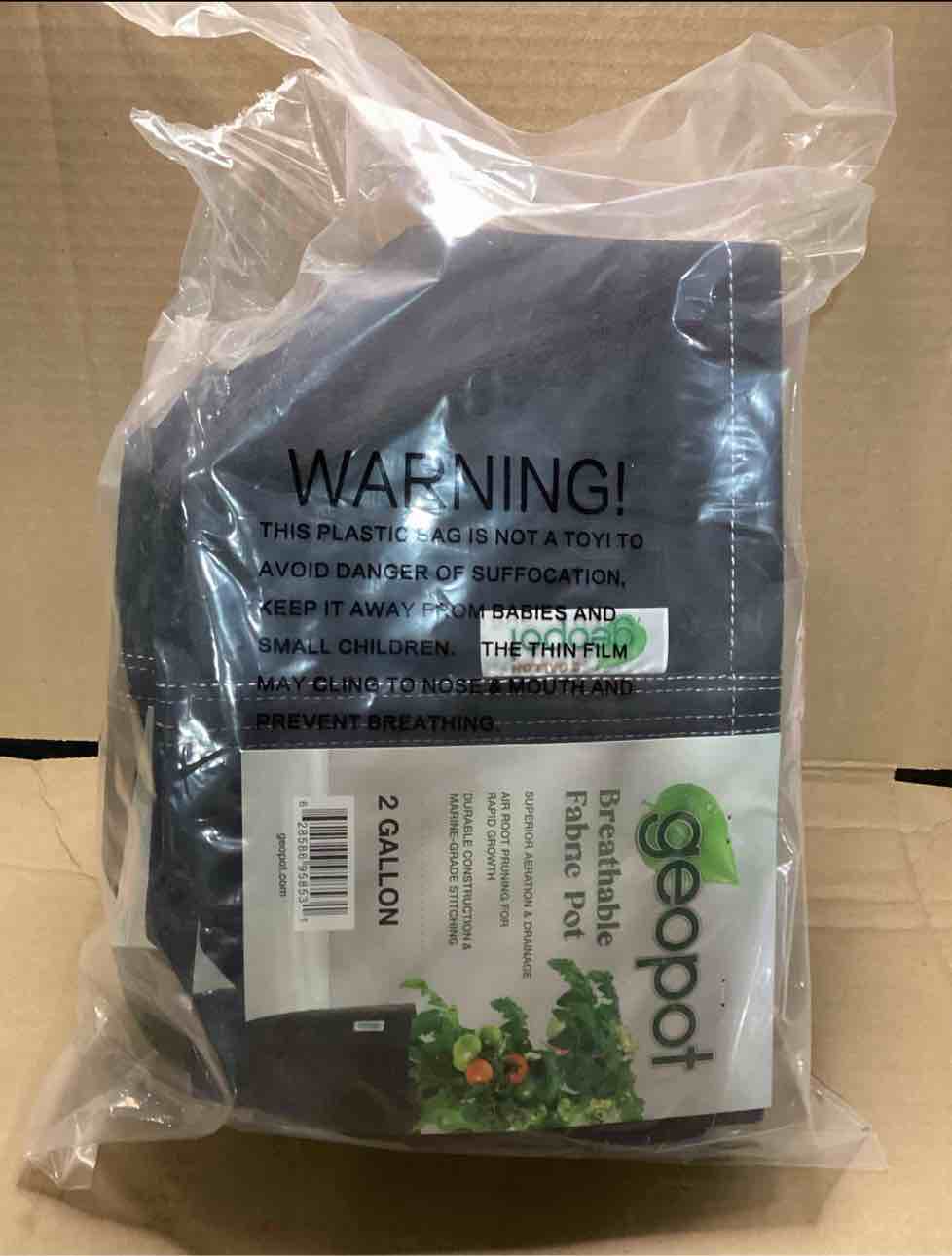 Condition photo showing Brand New for geopot planter fabric pots square bottom black 2 gallon 8 liter