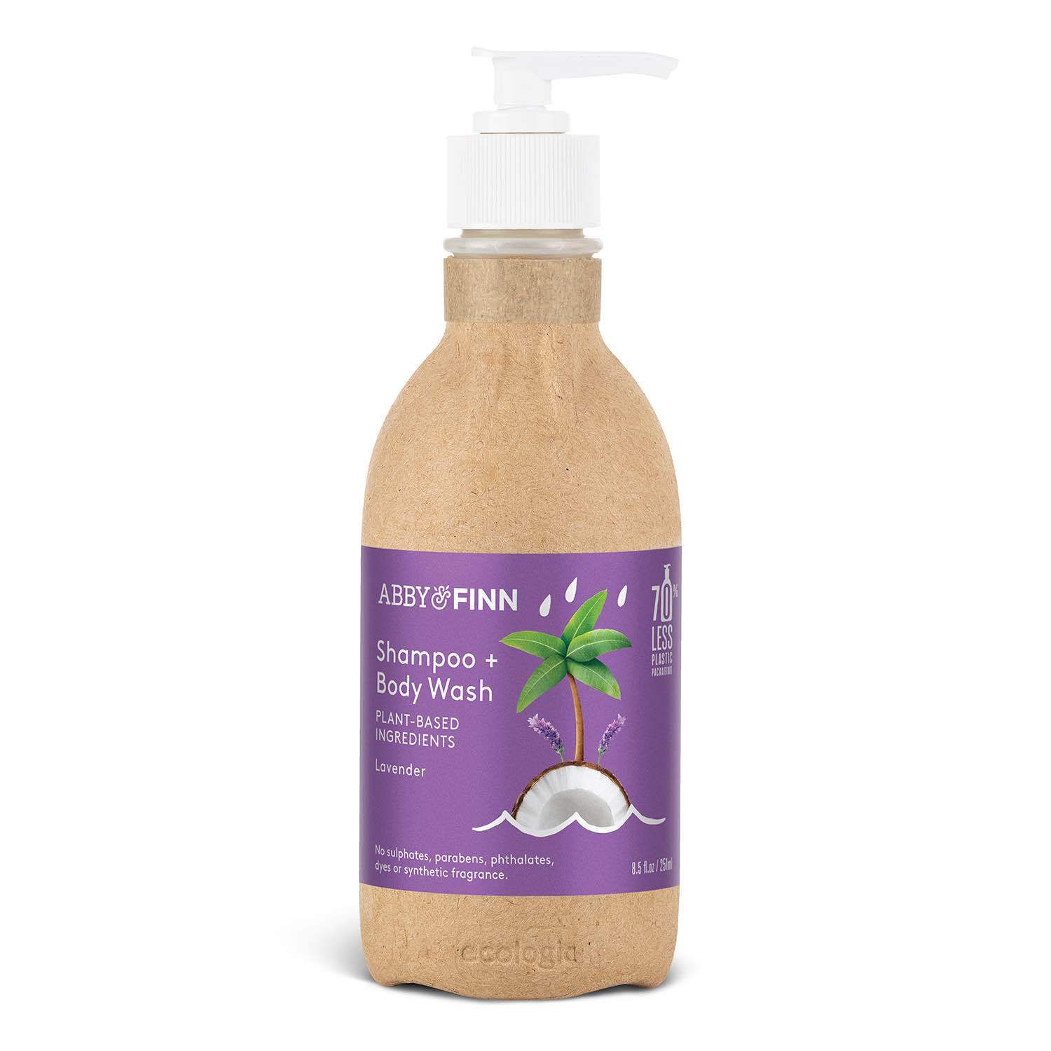 Natural  Shampoo + Body Wash by ABBY&FINN, Fragrance Free, NO SULFATES, Gentle 2-in-1, Unscented, For Sensitive Skin & Soft Skin, Tear-Free, Plant-Based Ingredients 