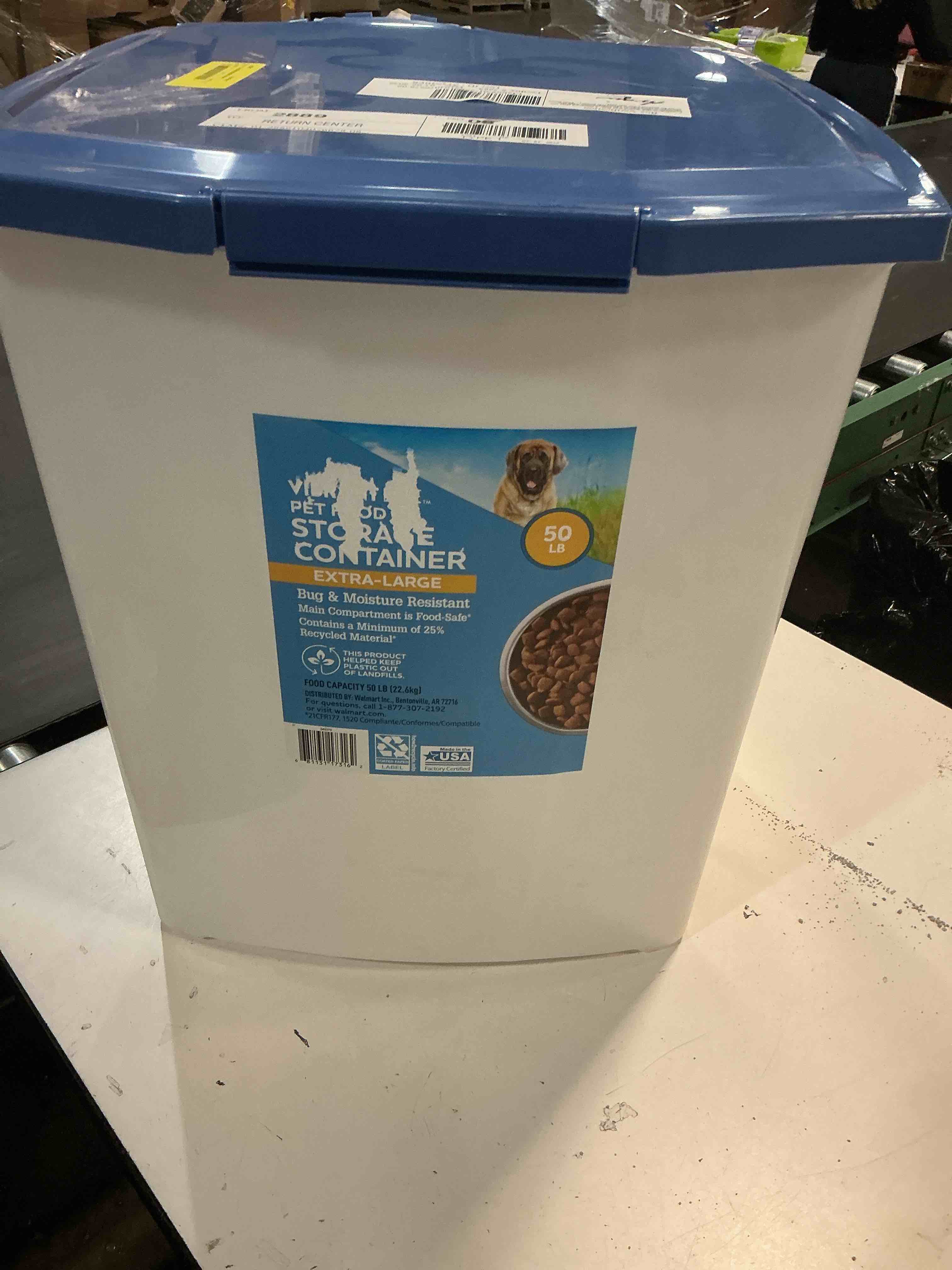 Condition photo showing Good Condition for vibrant life plastic pet food storage container with locking lid  extra-large  50 lb