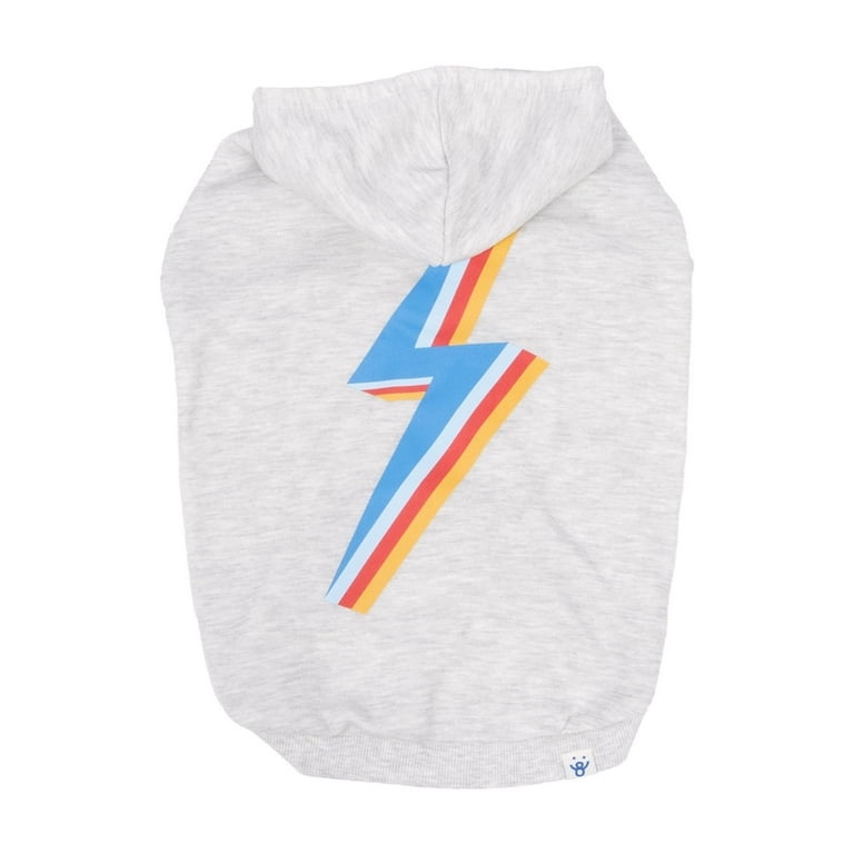 Oodles Lightning Bolt Bubble Hem Fall Dog Hoodie, White, Medium 