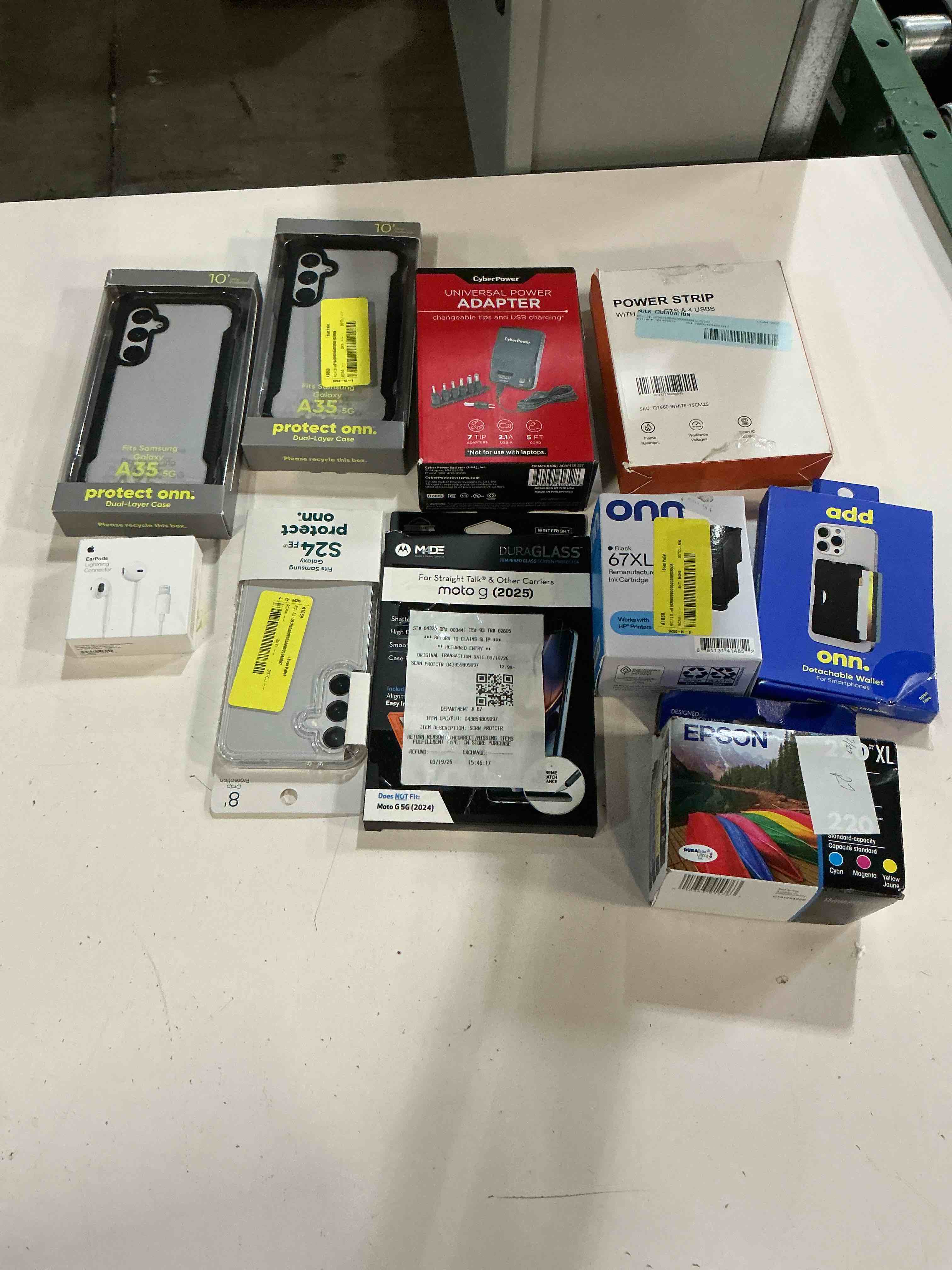 Condition photo showing As Is for assorted lot of electronics (headphones, small gadgets, headsets, etc.)