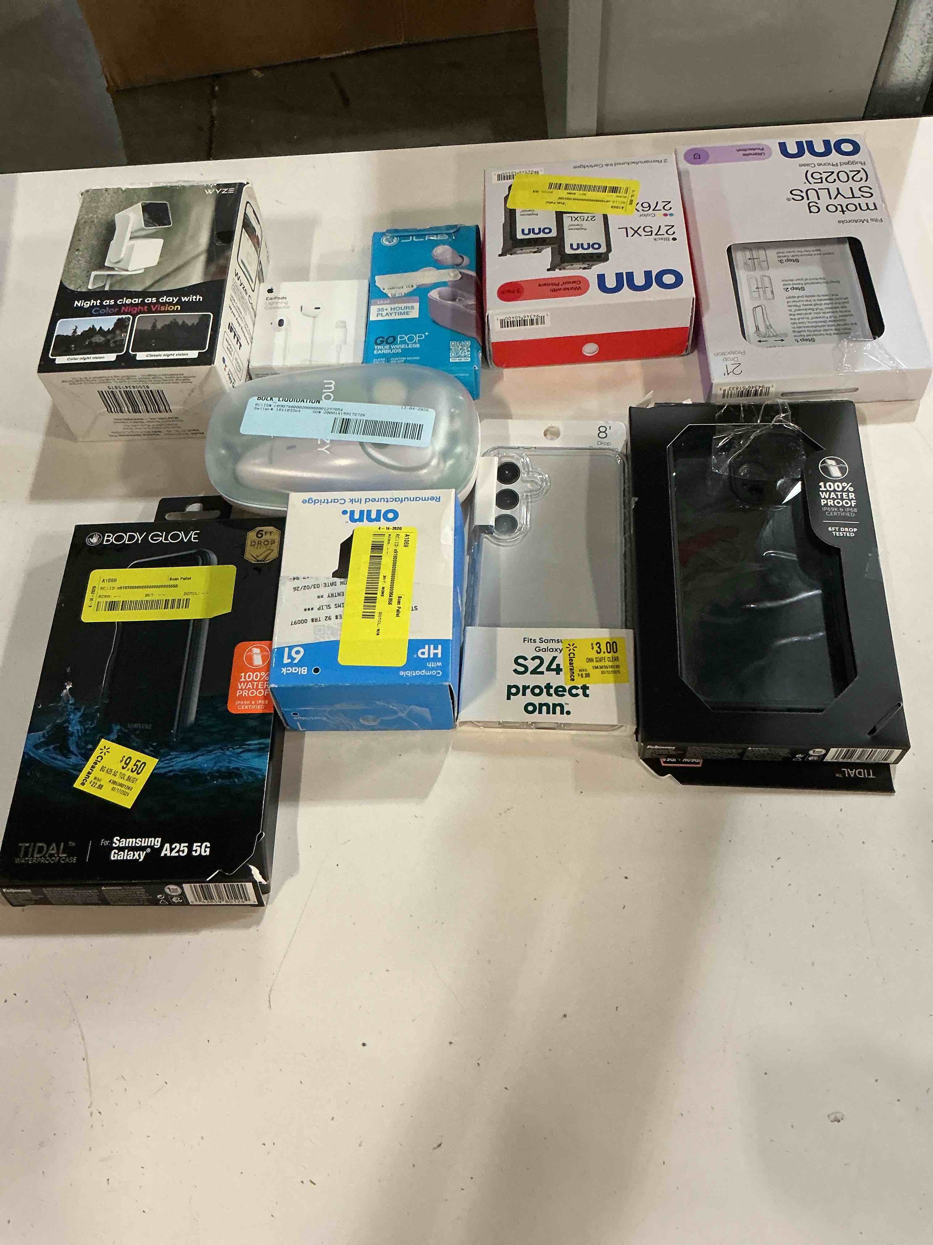 Condition photo showing As Is for assorted lot of electronics (headphones, small gadgets, headsets, etc.)