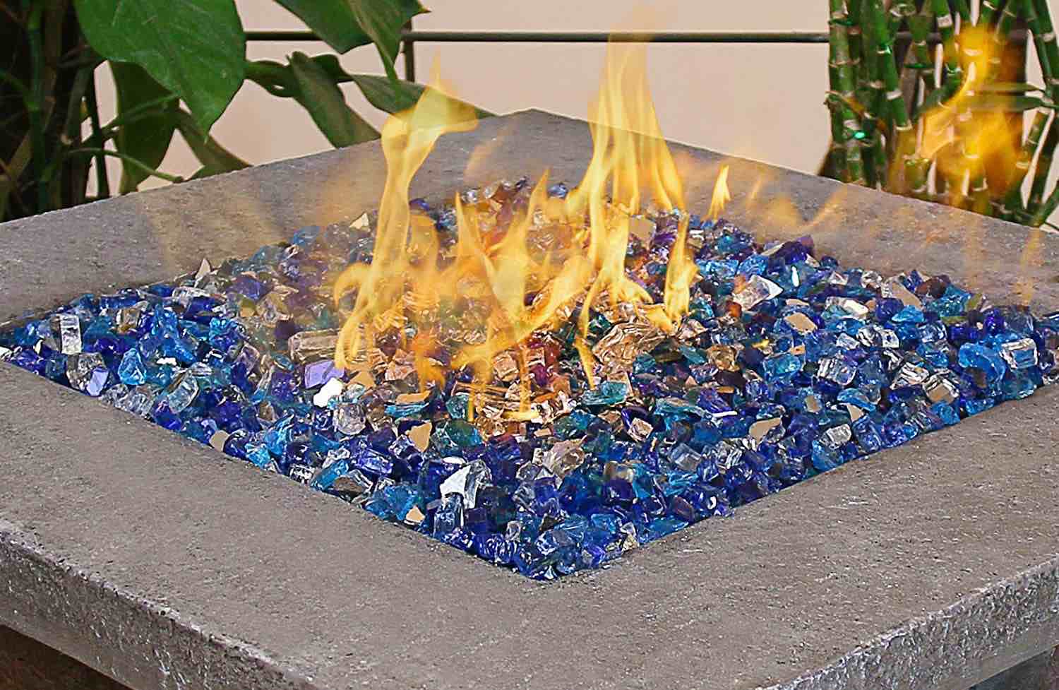1/4 in. 10 lb. bag Caribbean Blue Reflective Tempered Fire Glass