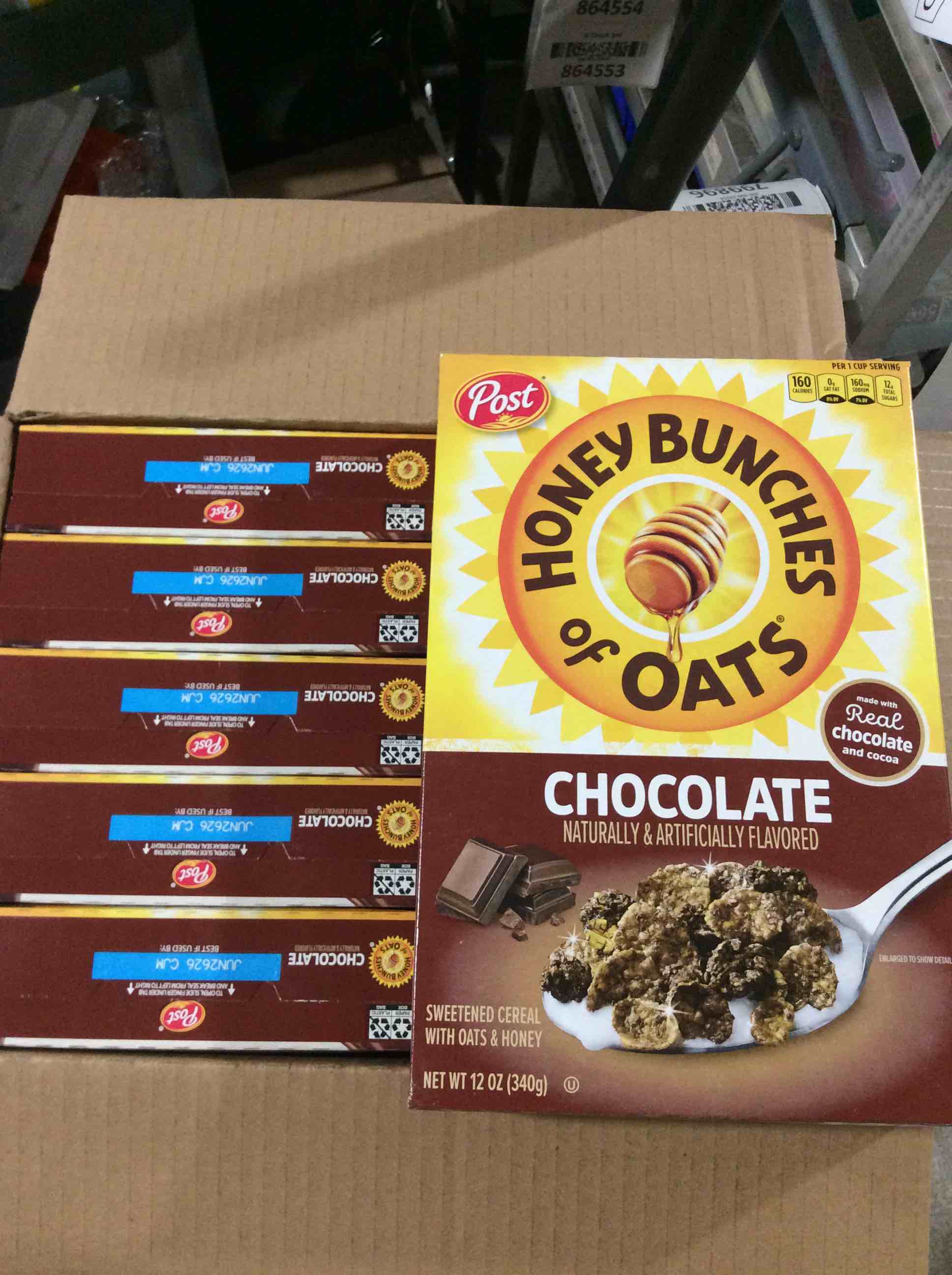 case of 12! Honey bunches of oats chocolate, 12 ounce box