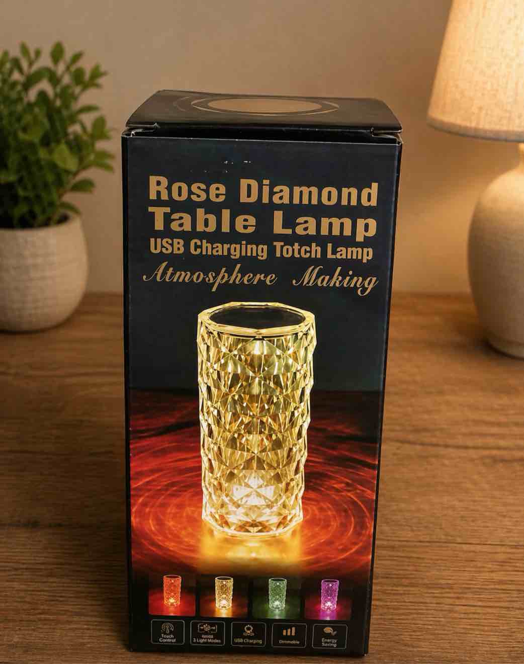 Rose Diamond Table Lamp USB Charging Totch Lamp 