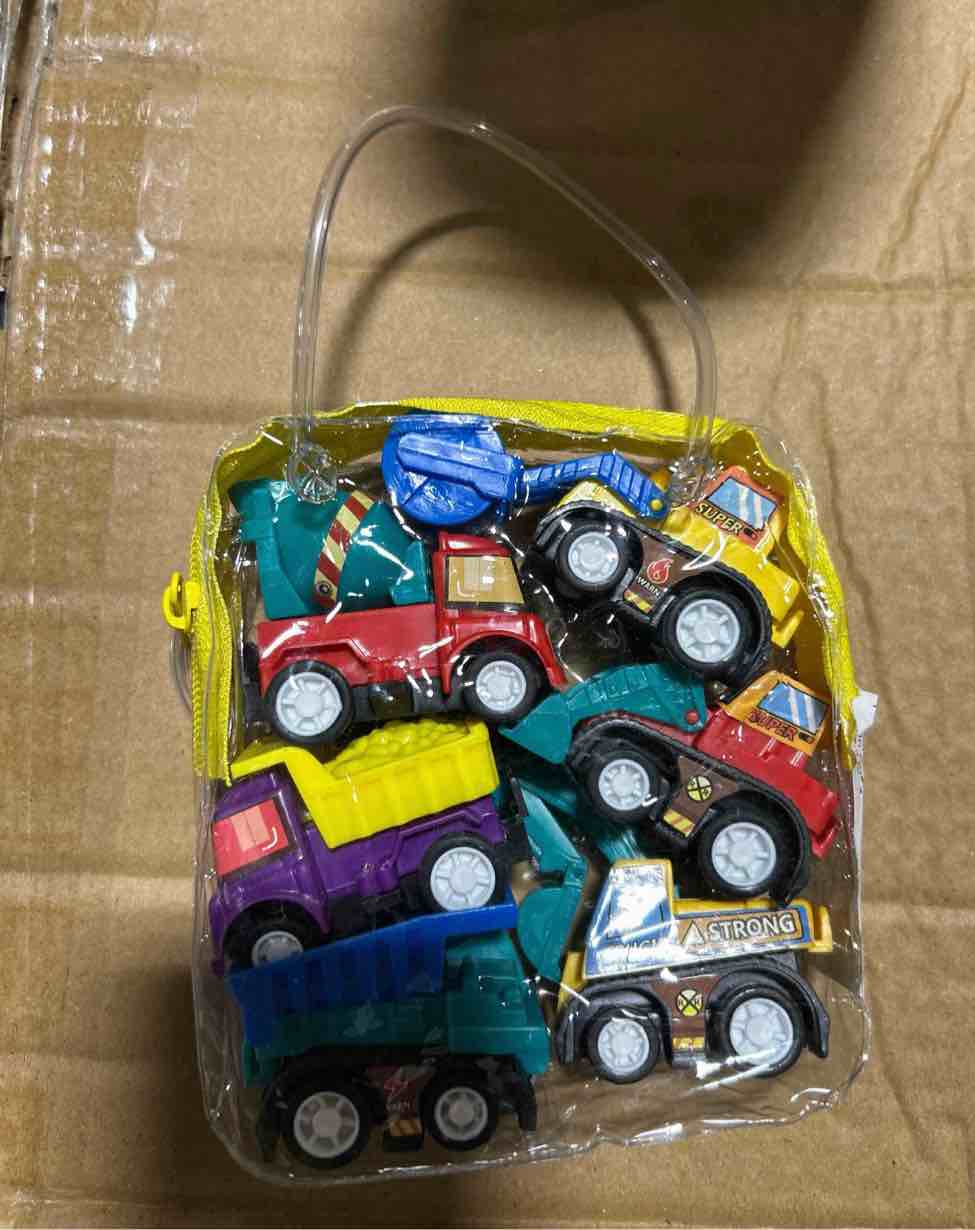 six mini construction trucks