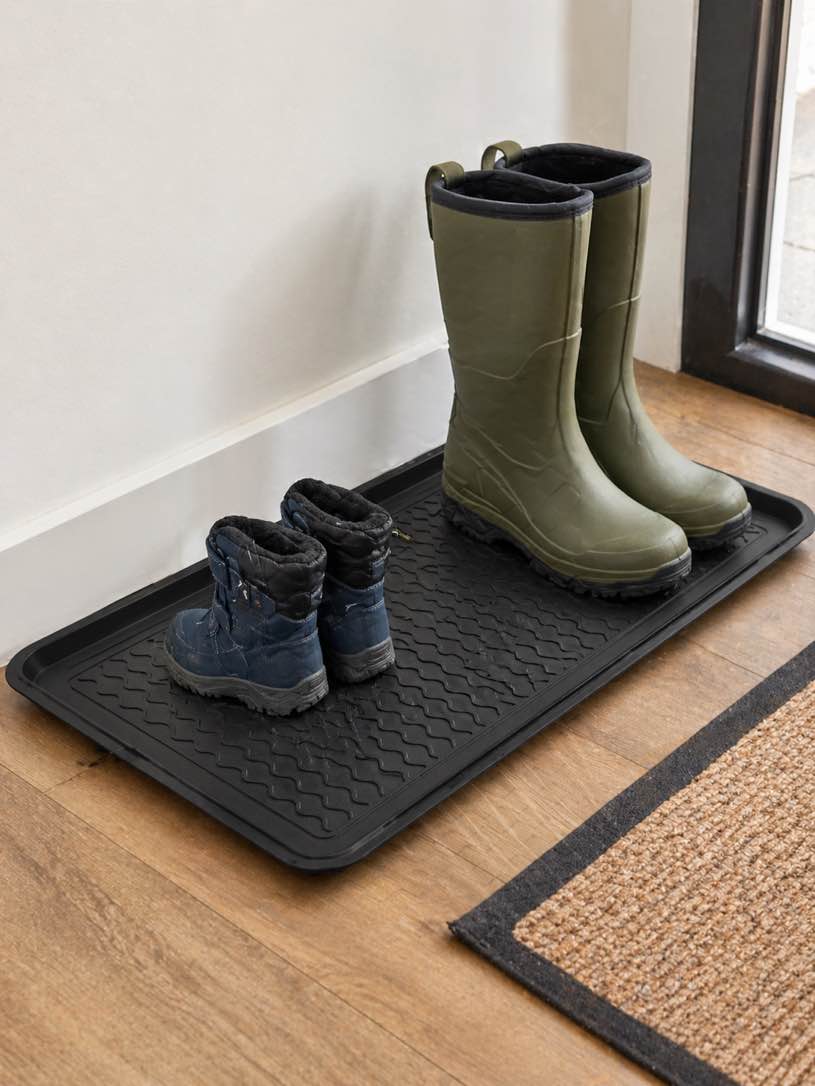 heavy-duty multi-purpose utility tray with raised edges and a non-slip textured surface designed to contain spills and keep items secure.