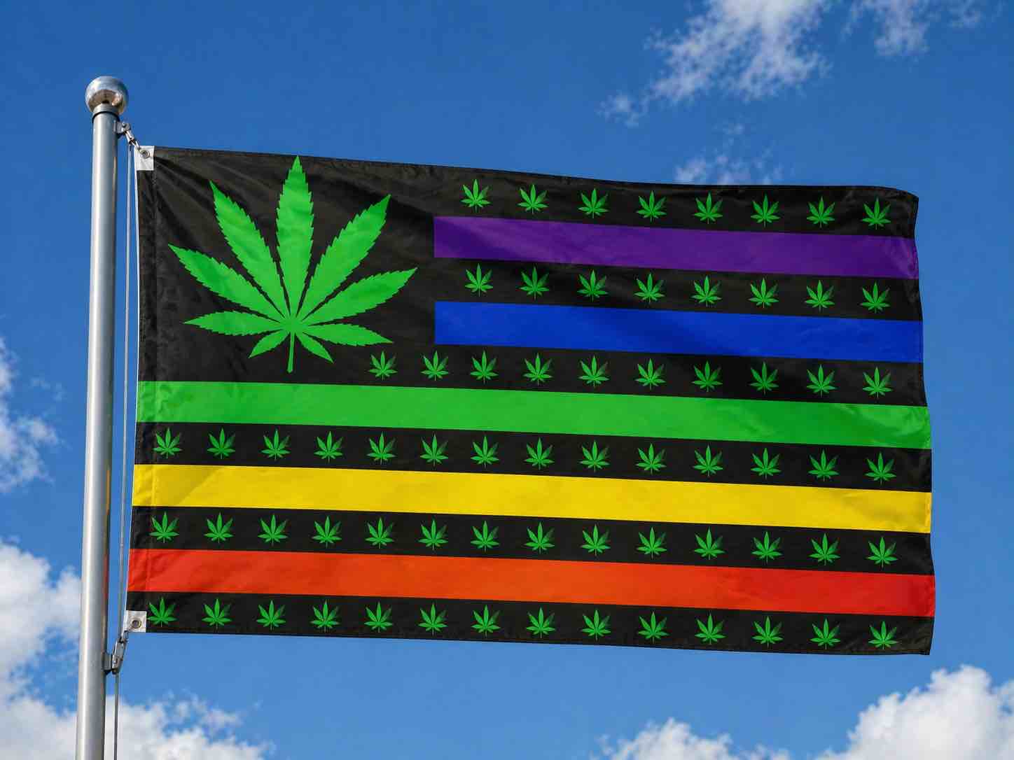 Flag rainbow with leaves 
