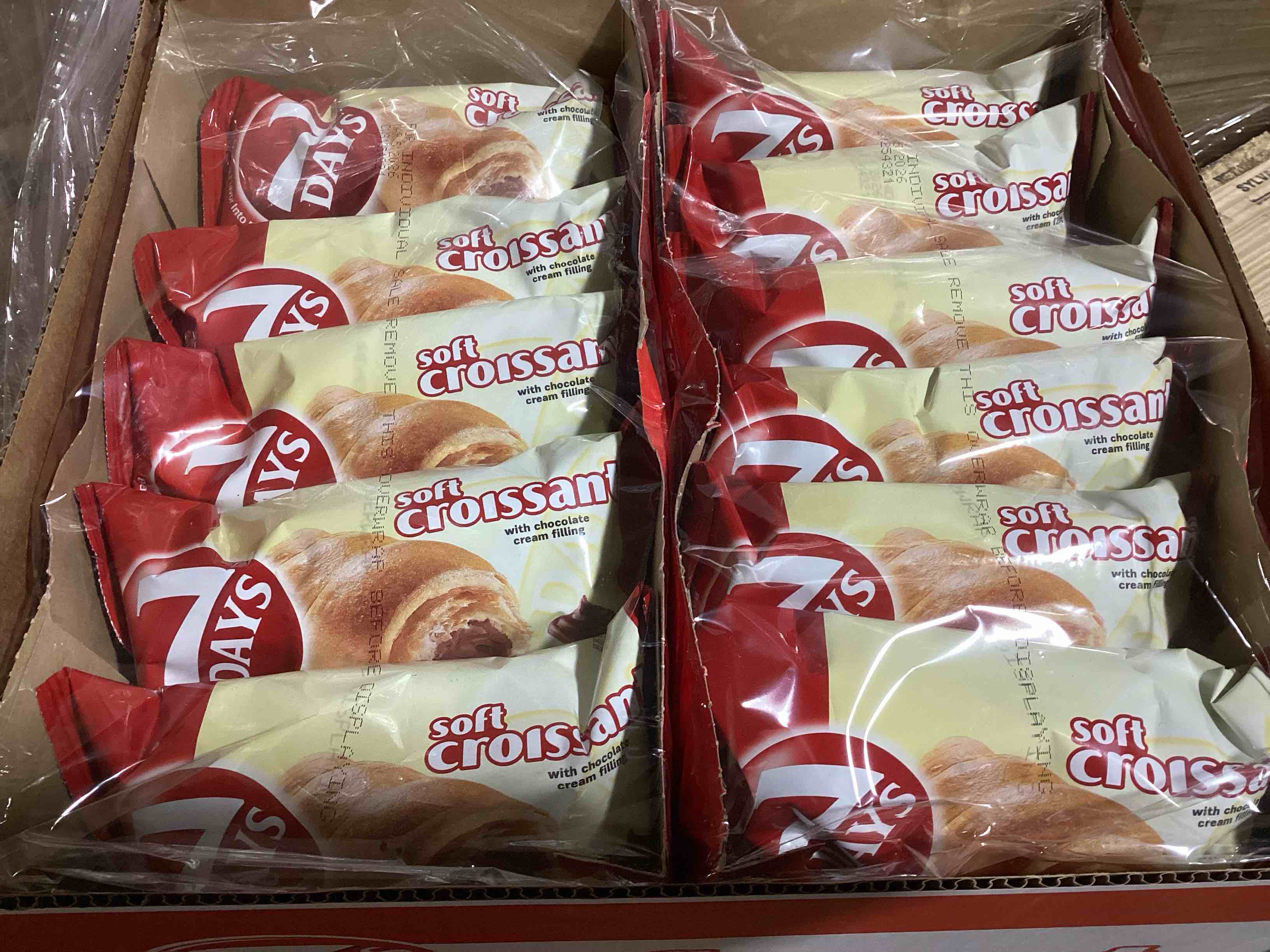Case of 24, 7 Days Soft Croissant with Chocolate Cream Filling 75g (BB 3-5-26)